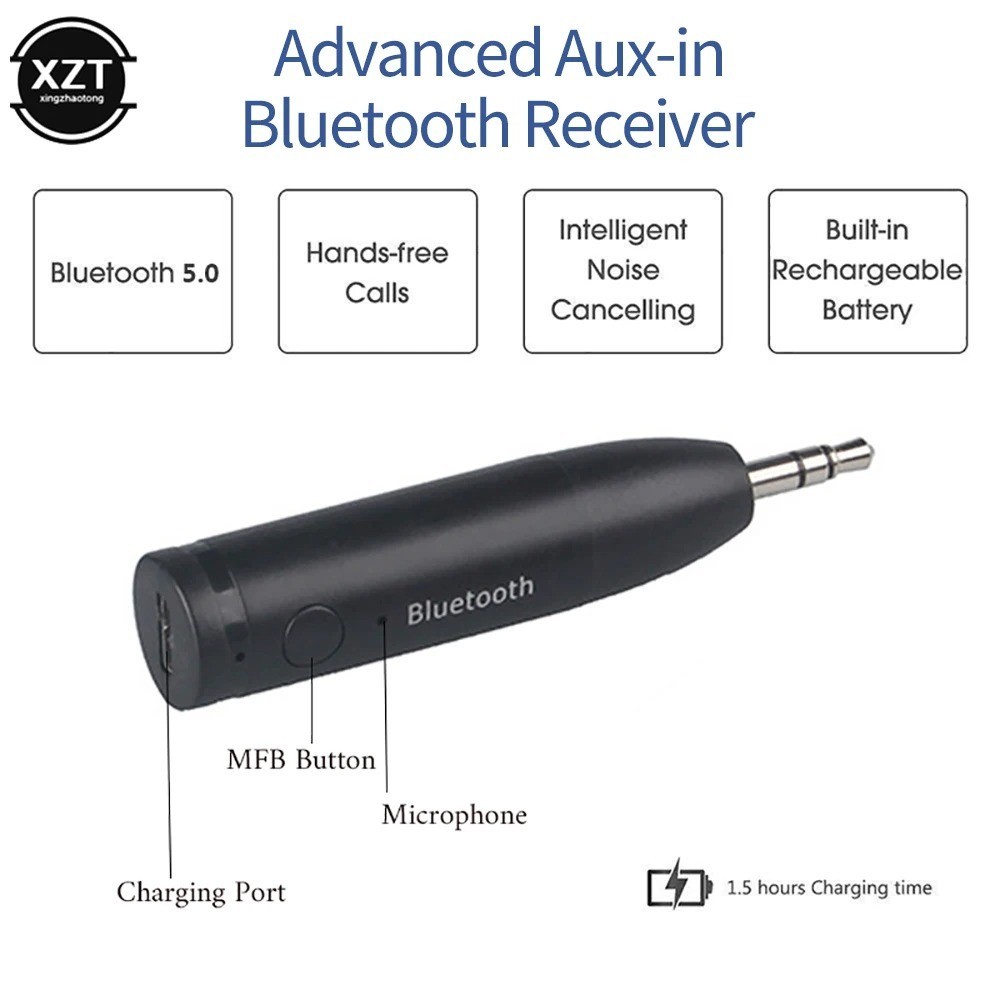 Wireless Bluetooth-Compatible 5.0 Car Kit 3.5mm Jack AUX Handsfree Stereo Music