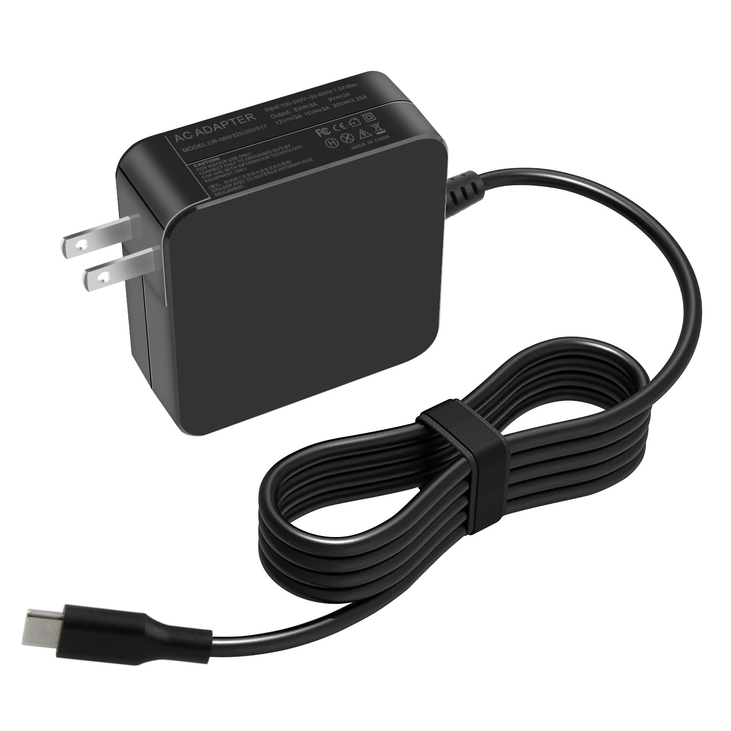 USB-C Type C Charger for Laptop Chromebook Tablet Phone 65W Universal AC Adapter