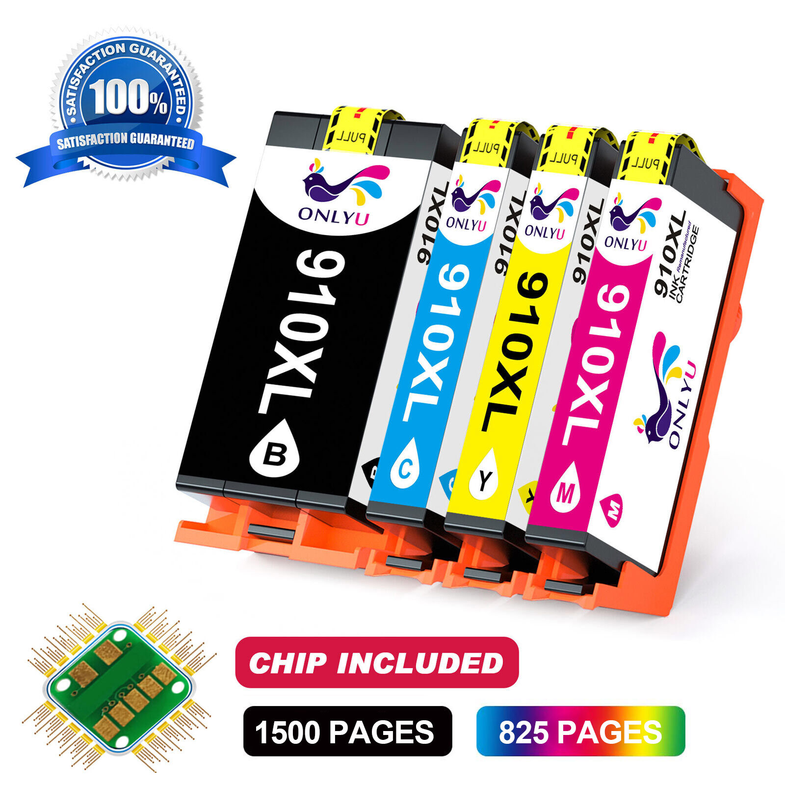 4 PACK 910XL Ink Combo W/Chip for HP OfficeJet Pro 8010 8020 8022 8025 8028 8015