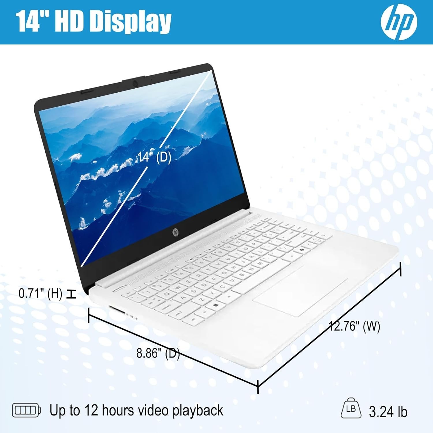 HP 14″ Business Laptop,Intel Celeron N4500,16GB RAM,192GB Storage,Windows 11 Pro