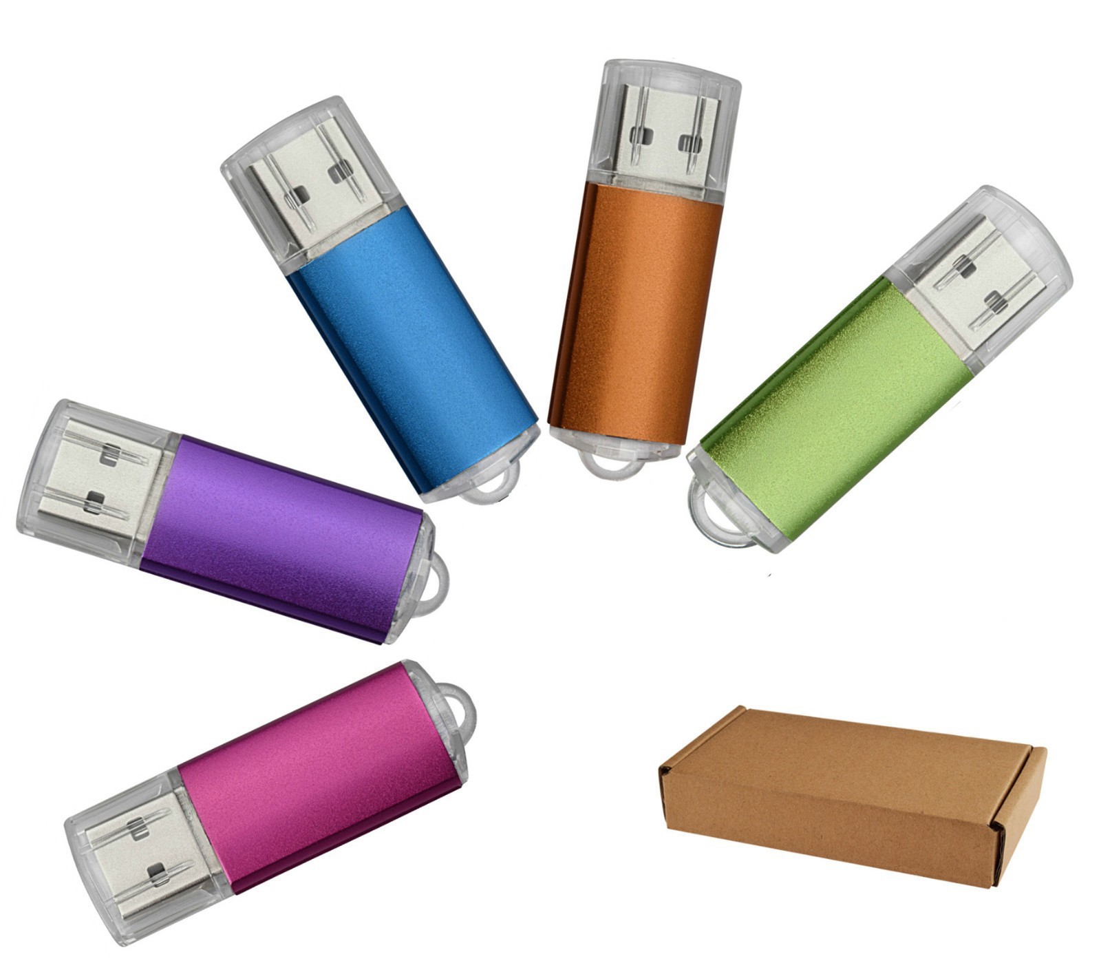 5PCS Rectangle USB2.0 Flash Drives Mixed Color 1GB-32GB Bulk Storage Pen Drive
