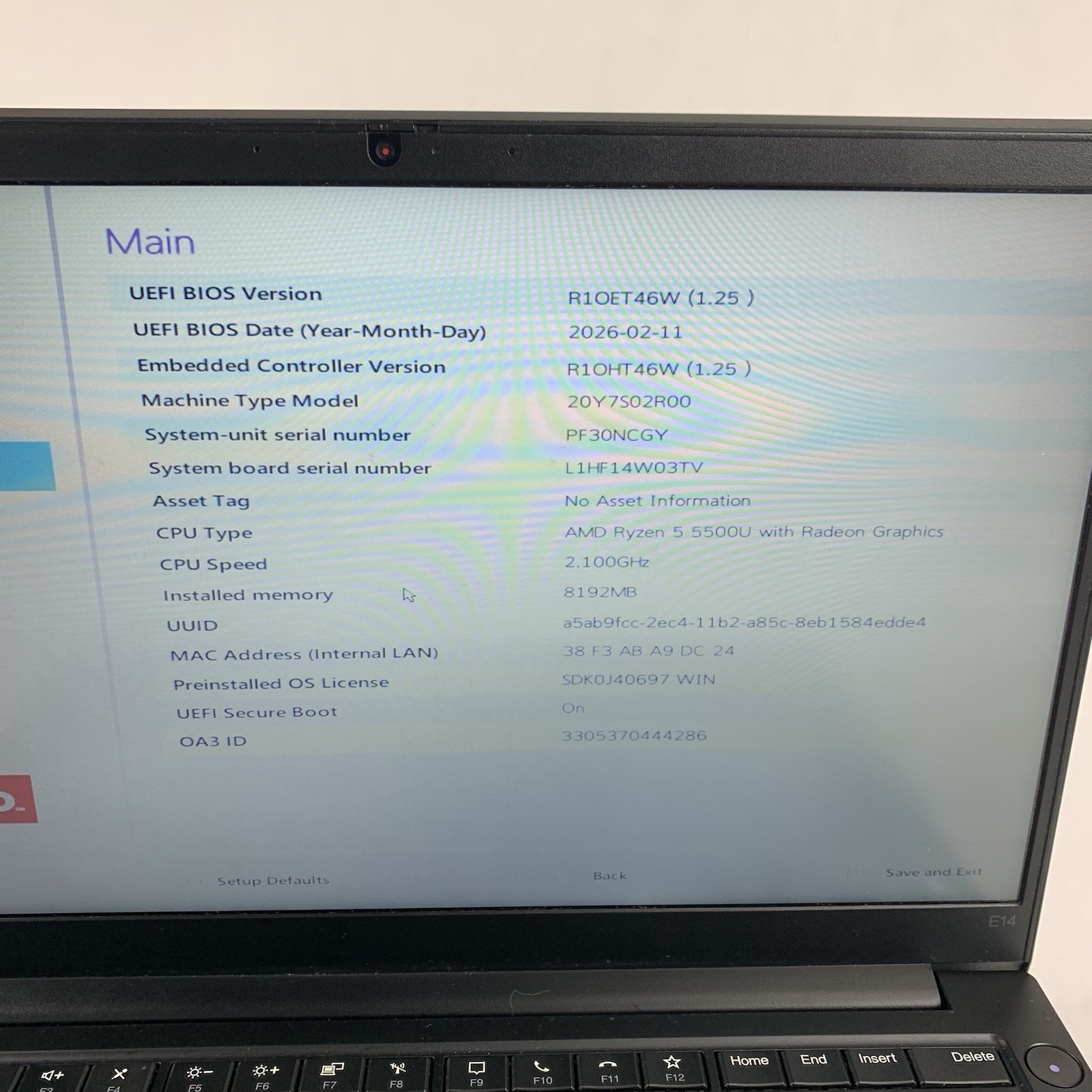 Lenovo ThinkPad E14 Gen 3 14″ Ryzen 5 5500U 2.1Ghz 8GB Ram No OS/HDD/AC Scratch