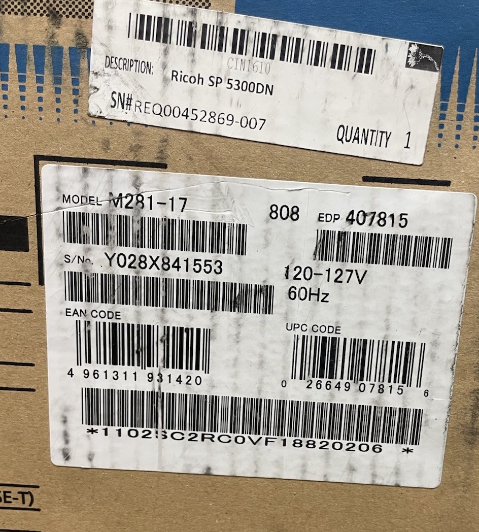 New Ricoh 407815 SP 5300DN Monochrome LED Printer 52ppm