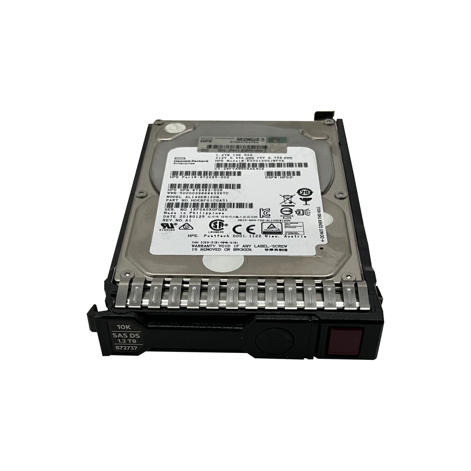 HP 872737-001 1.2TB SAS 12G ENTERPRISE 10K 2.5″ SC DS HDD w/ Caddy for HP Server