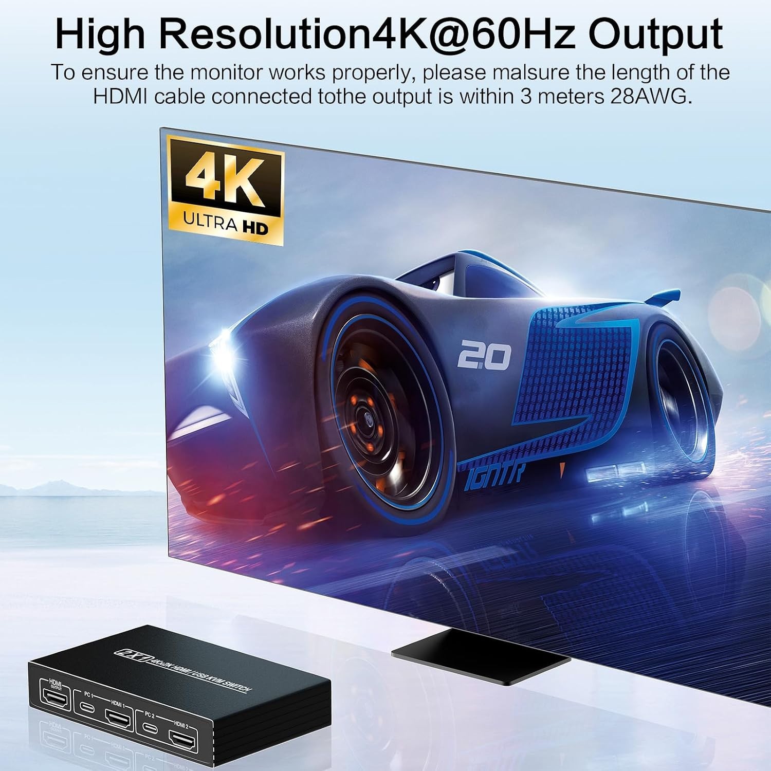 Seamless 2-in-1 HDMI KVM Switch – 4 USB 3.0 Ports for Effortless Data Sharing