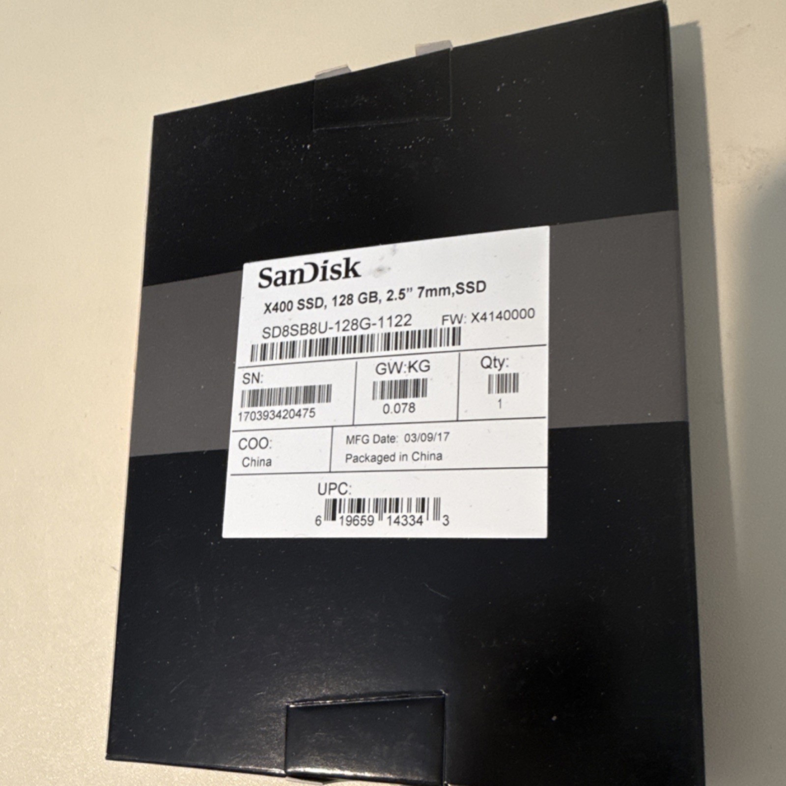 SanDisk X400 128GB 2.5″ Internal SSD SD8SB8U-128G-1122 Black