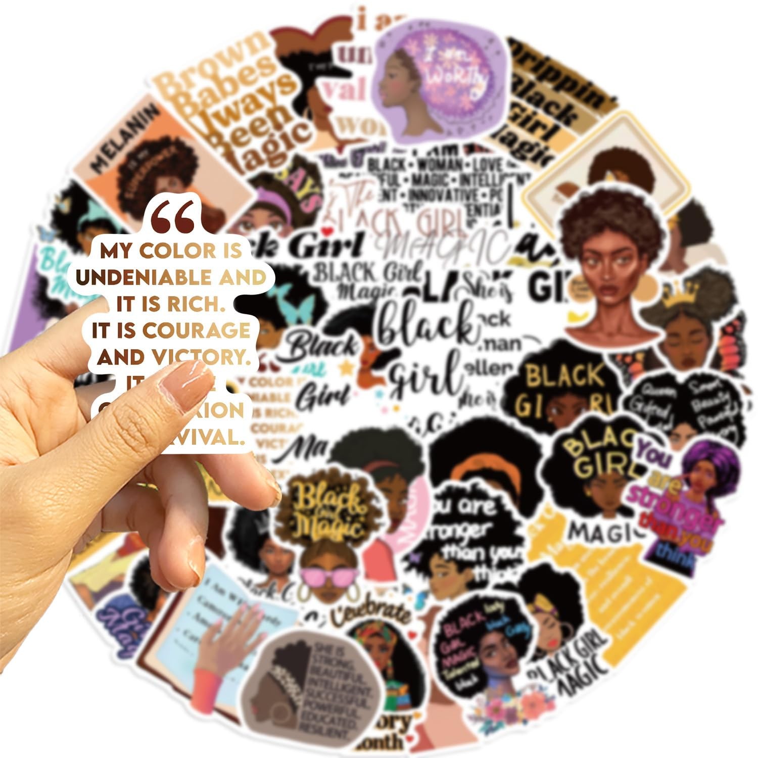 Black Girl Magic Stickers – 50 Pcs Planner 1.57-2.76 inch,