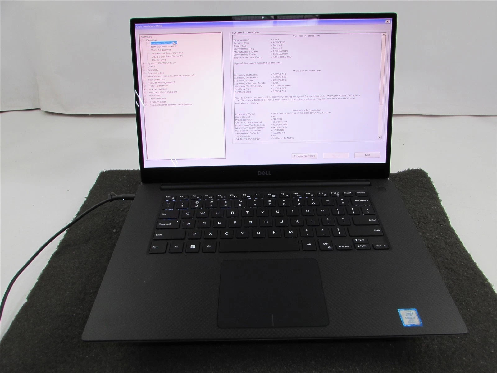 DELL PRECISION 5540 4K TOUCHSCREEN I7-9850H 256GB 16GB RAM T1000 Win 11 Pro Good