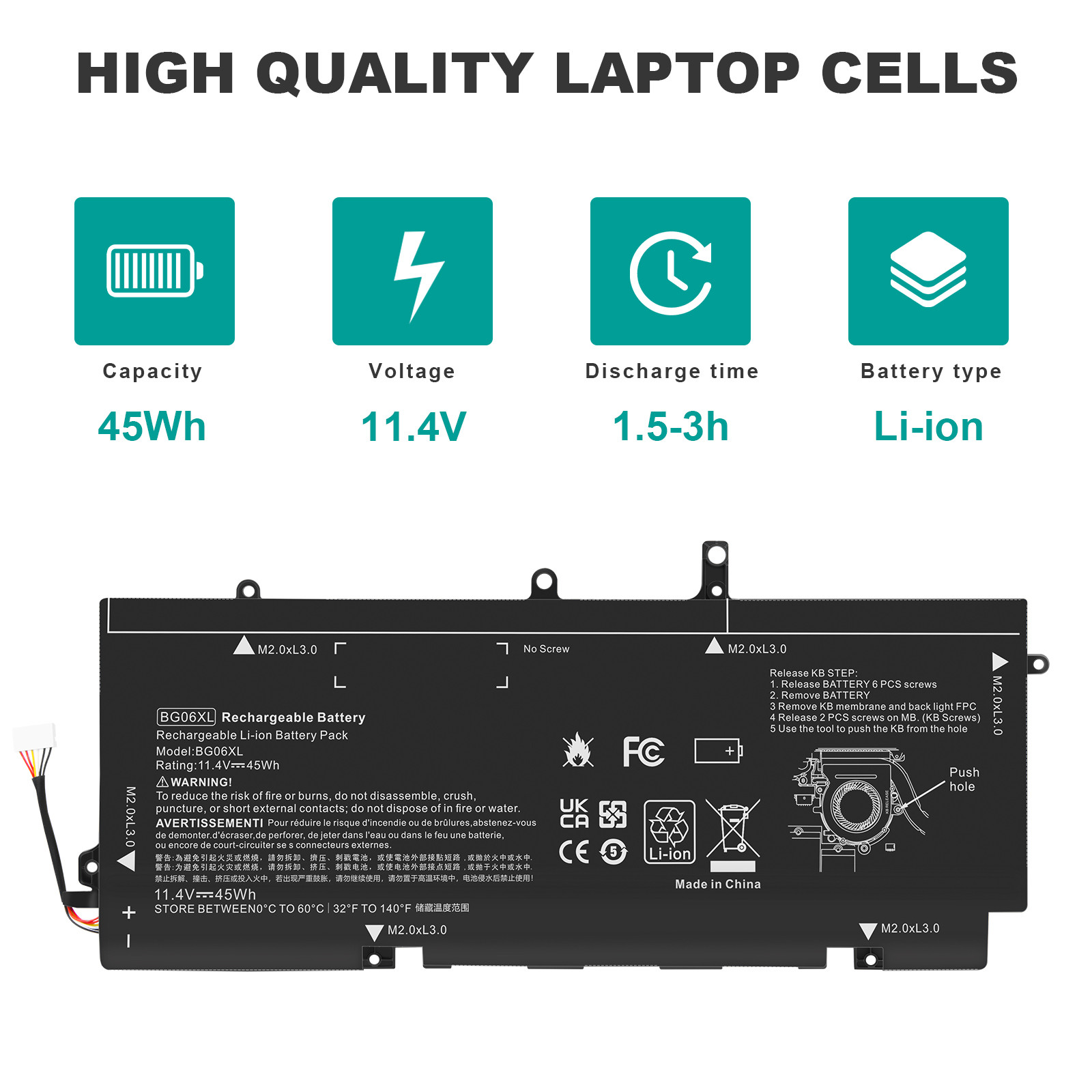 BG06XL BG06045XL Battery for HP EliteBook Folio 1040 G3 Series 804175-181