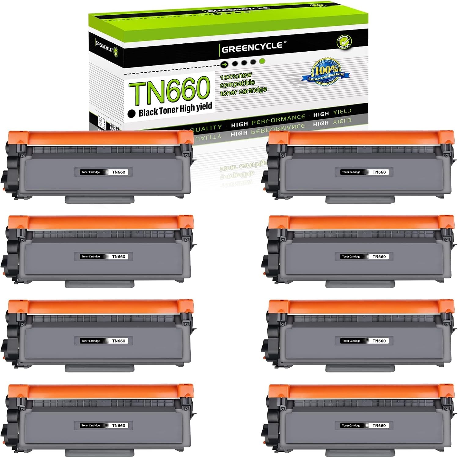 8PK High Yield Toner Cartridge for Brother TN660 TN630 MFC-L2680W MFC-L2685DW