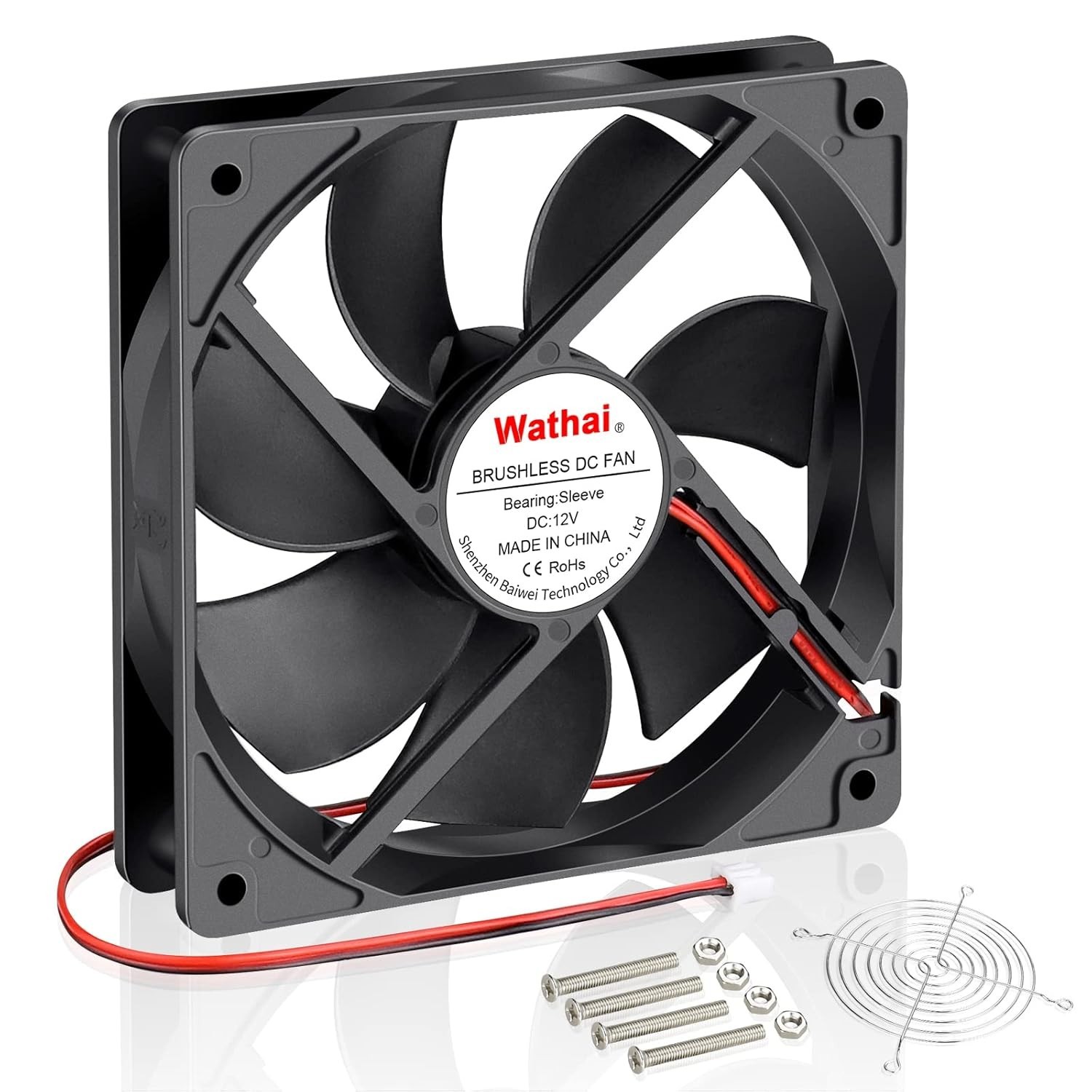 120mm Cooling Fan 12V 0.45A Brushless 3000RPM Silent 35dB PC CPU Case