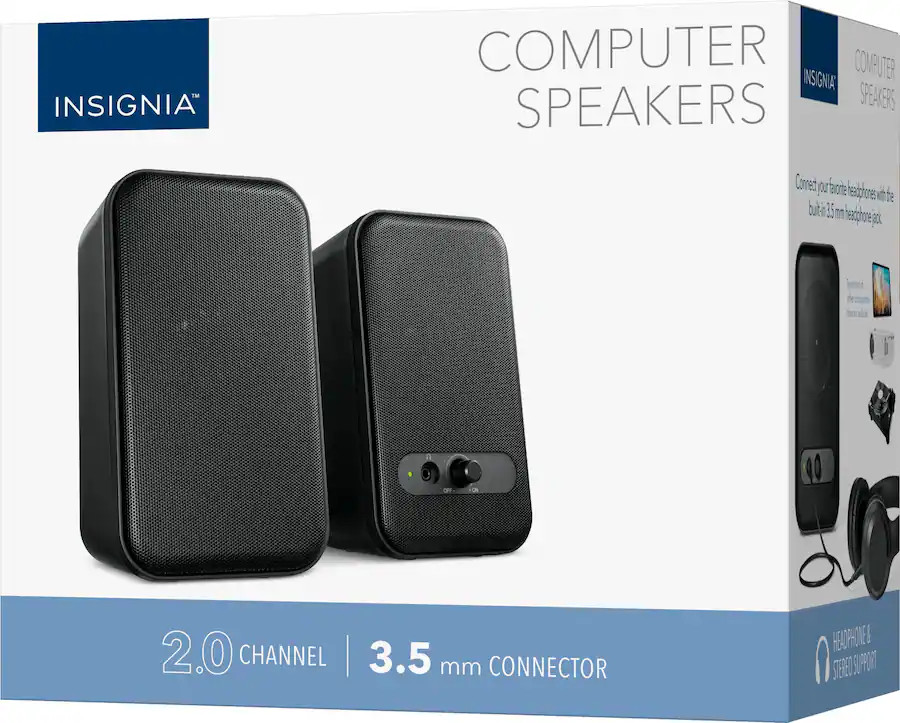 Insignia™ – 2.0 Bluetooth Computer Speakers with RGB Lighting (2-Piece) – Black
