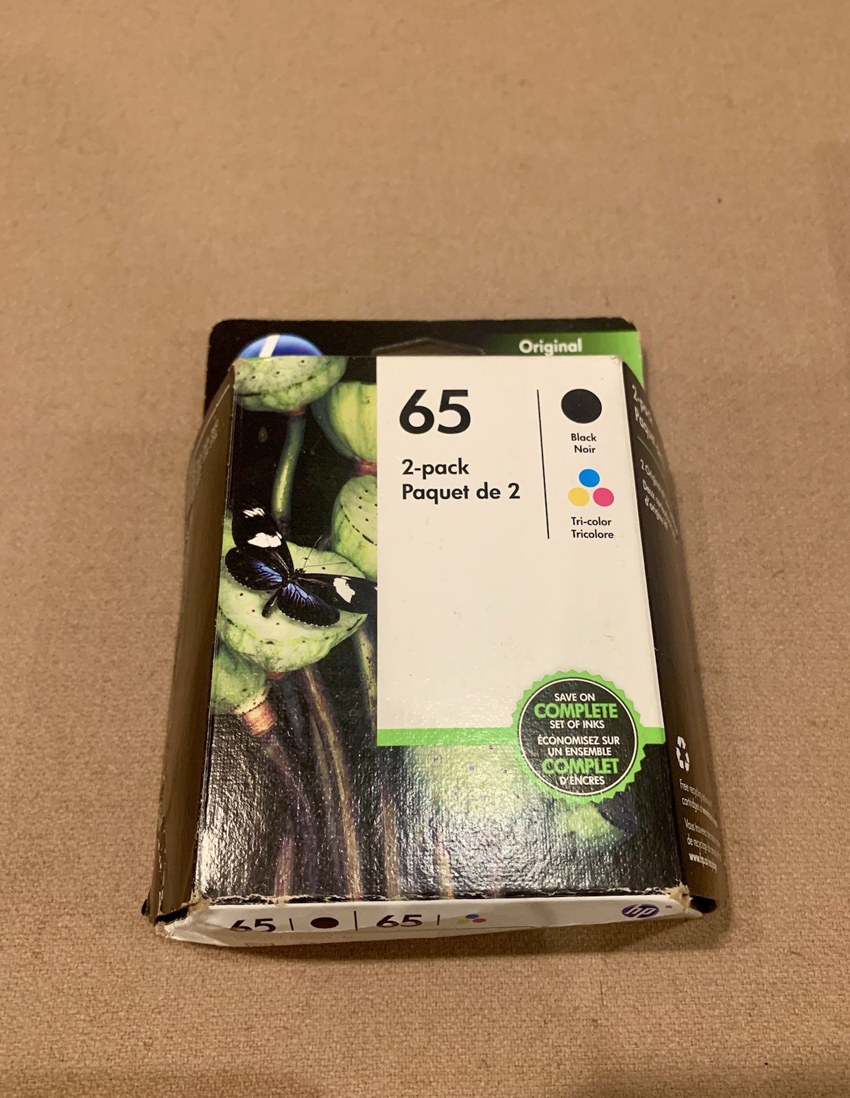 NEW-SEALED in Box-HP 65 (T0A36AN) Black &Tri-color Original Ink Cartridges 08/21