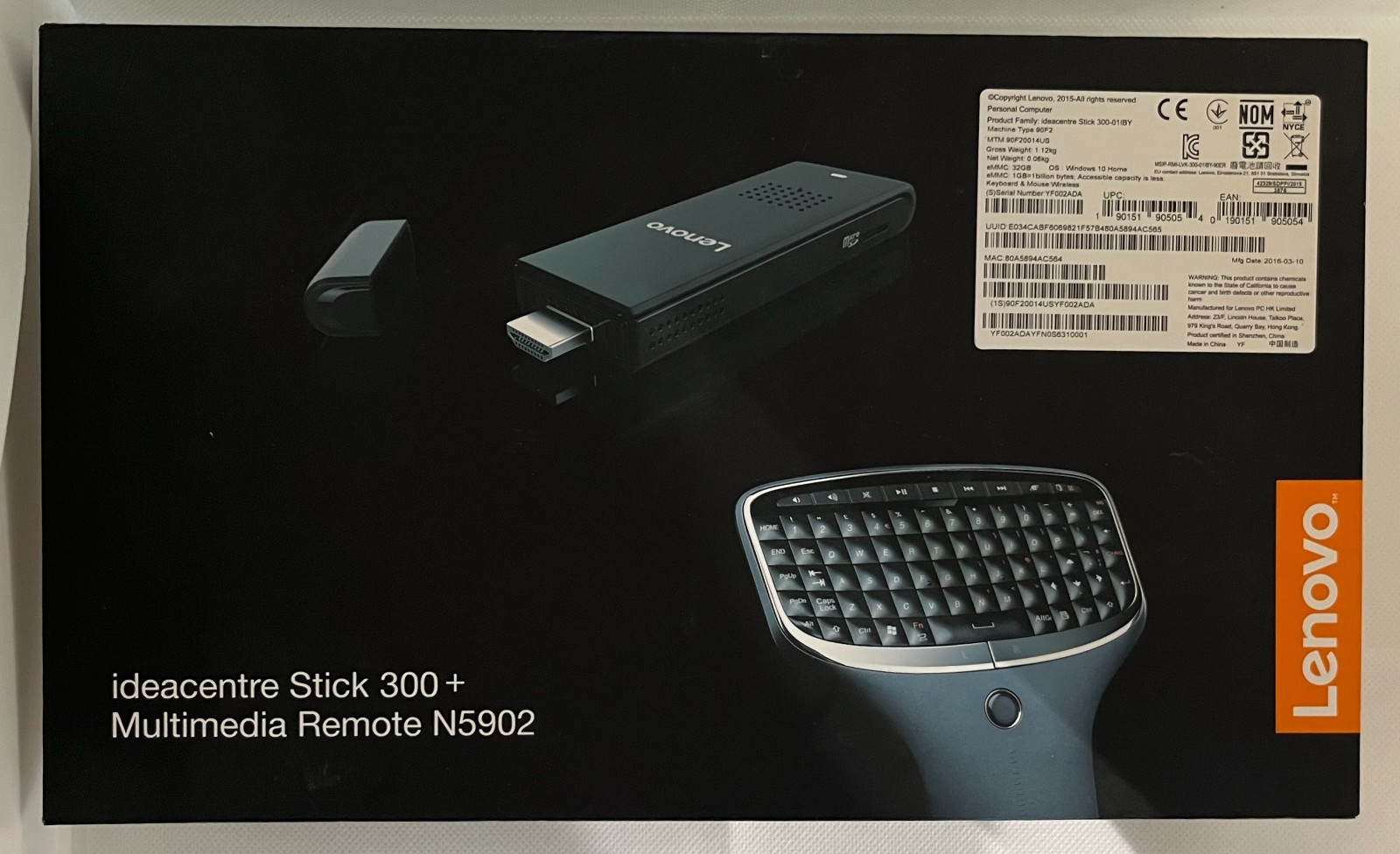 Lenovo IdeaCentre Stick 300 + Multimedia Remote N5902 32gb