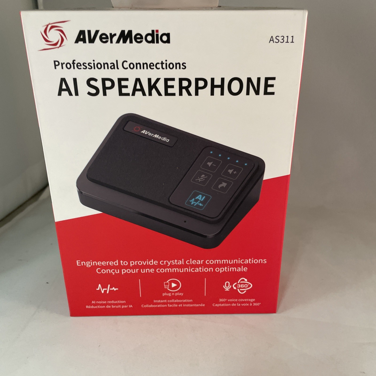 AVerMedia AI Speakerphone AI-Powered Noise Suppression, USB Plug and Play AS311