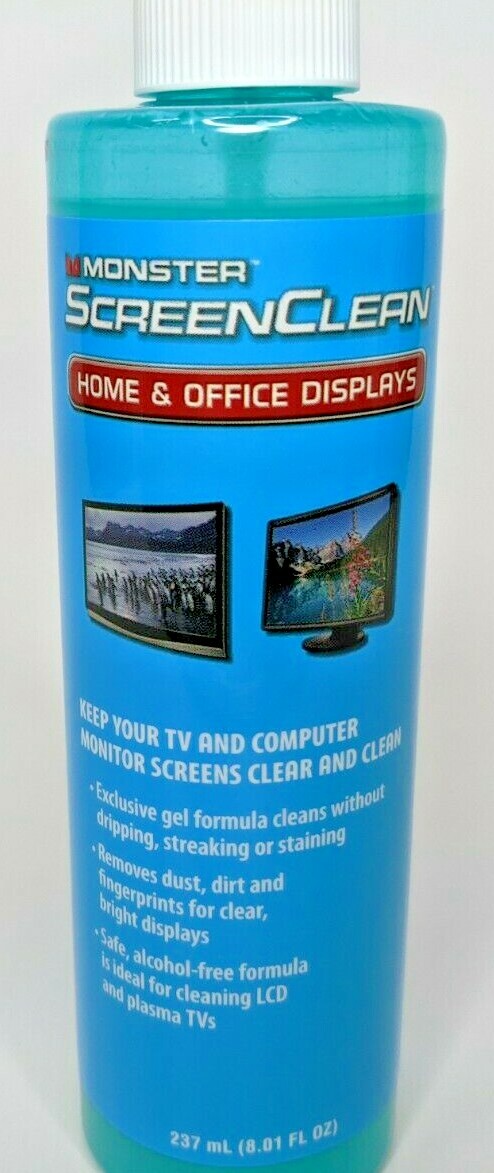 Lot of 3 NEW Monster ScreenClean Alcohol Free Liquid Gel Cleaner 237 mL(8oz ea)