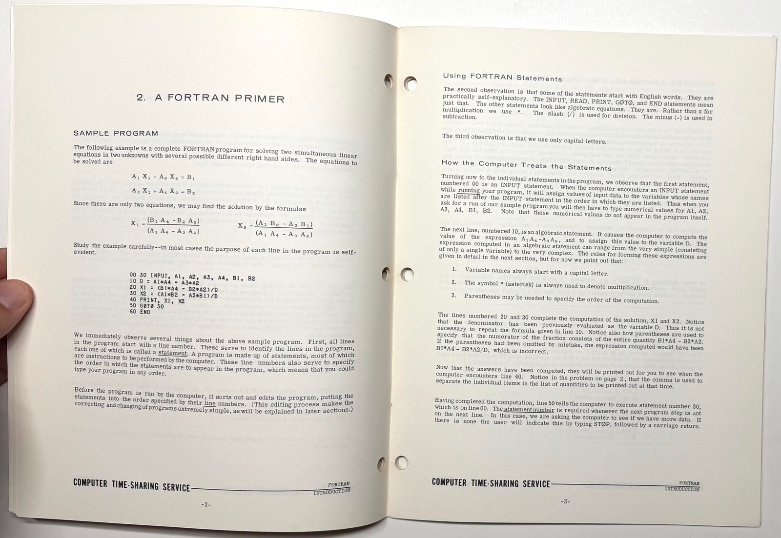 1968 GE GENERAL ELECTRIC TIME SHARING FORTRAN PROGRAMMING COMPUTER MANUAL 227106