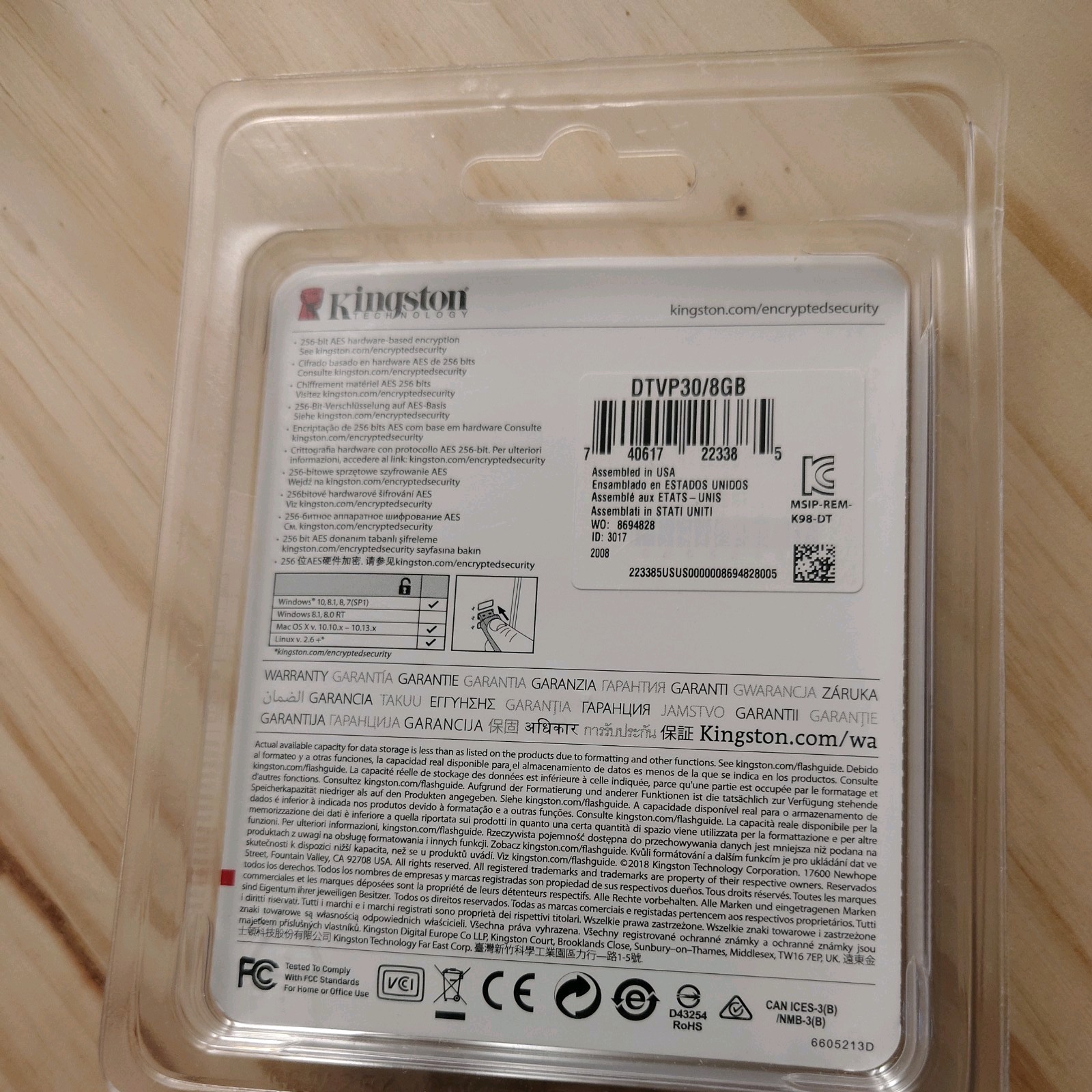 Kingston 8GB DataTraveler Vault Privacy 3.0 USB 3.0 Flash Drive DTVP308GB