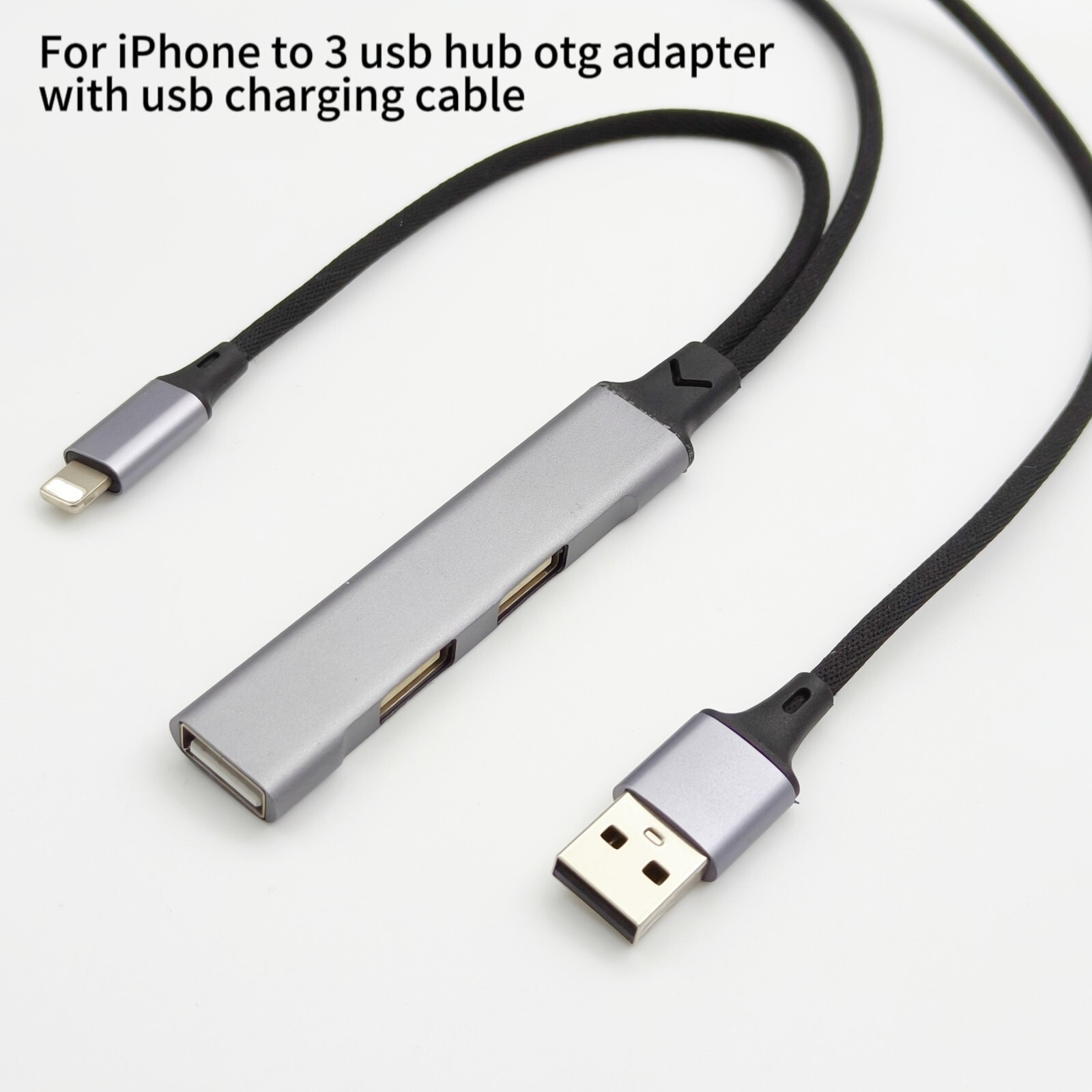 3 in 1 For iPhone to USB OTG Hub with 3 USB Ports works with usb Flash Drive