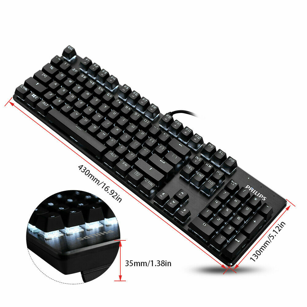 Philips Mechanical Gaming Keyboard 104-Key clear and crisp Backlit Wired Metal