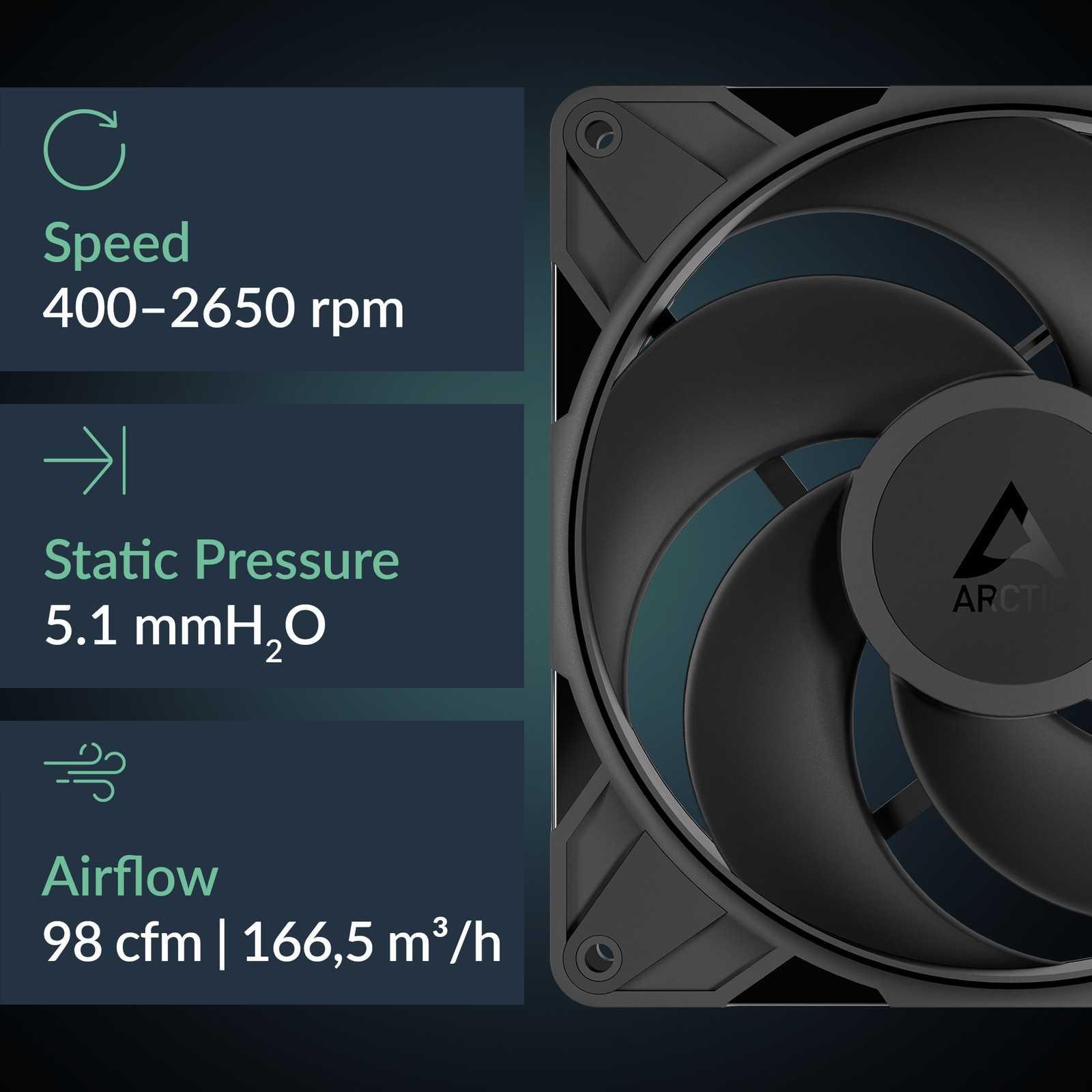 ARCTIC P14 Pro Reverse (3 Pack) Case Fan 140mm Inverted Flow Silent black PC