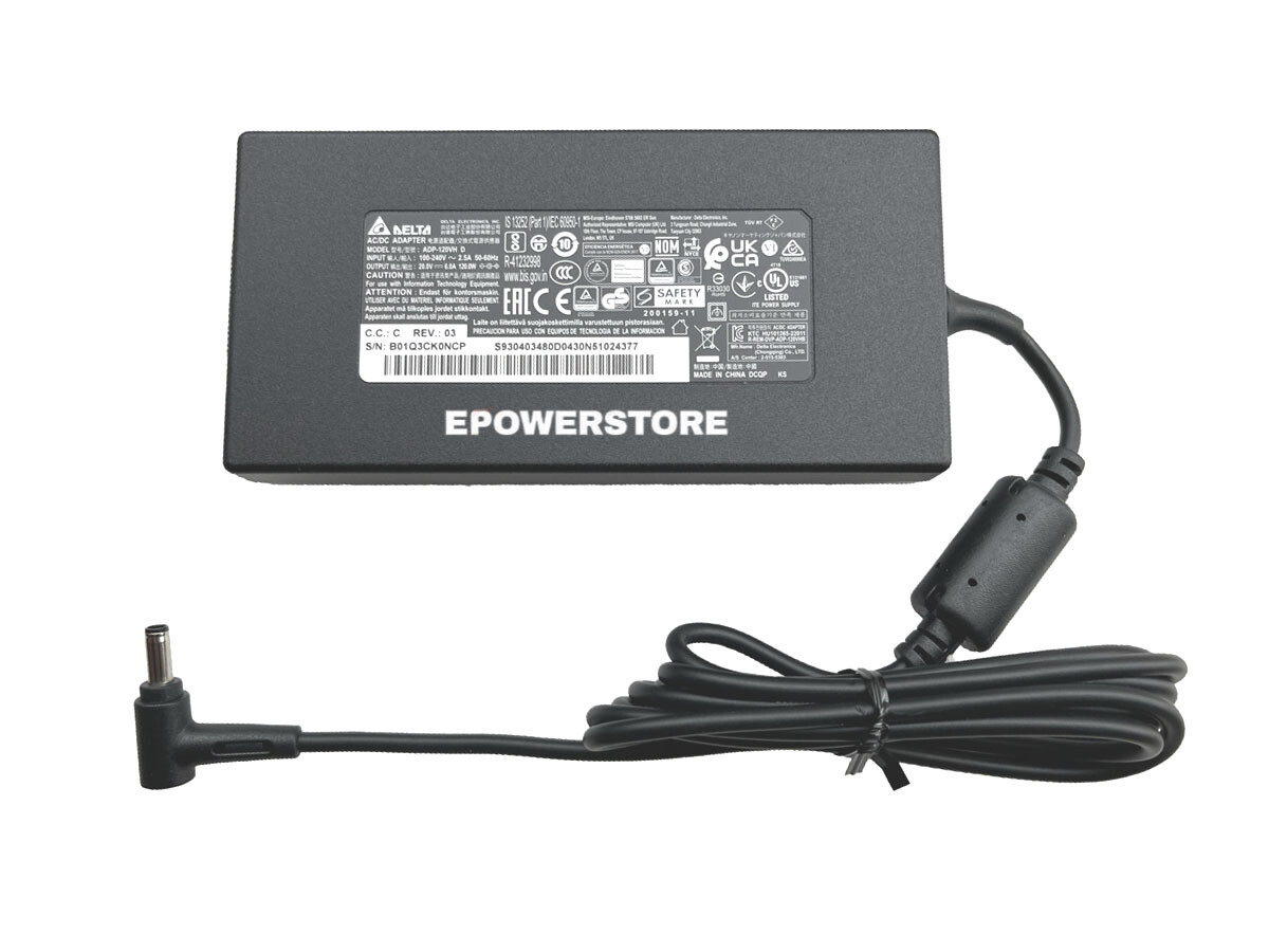 120W Laptop AC Adapter Charger For MSI GF63 Thin 12UC-824US 12UC-823US 4.5*3.0mm