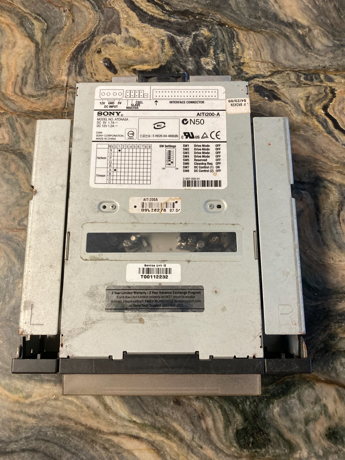 SONY N50 Tape Drive 208Gb AIT-2 Turbo Internal IDE ATDNA3A AITi200-A