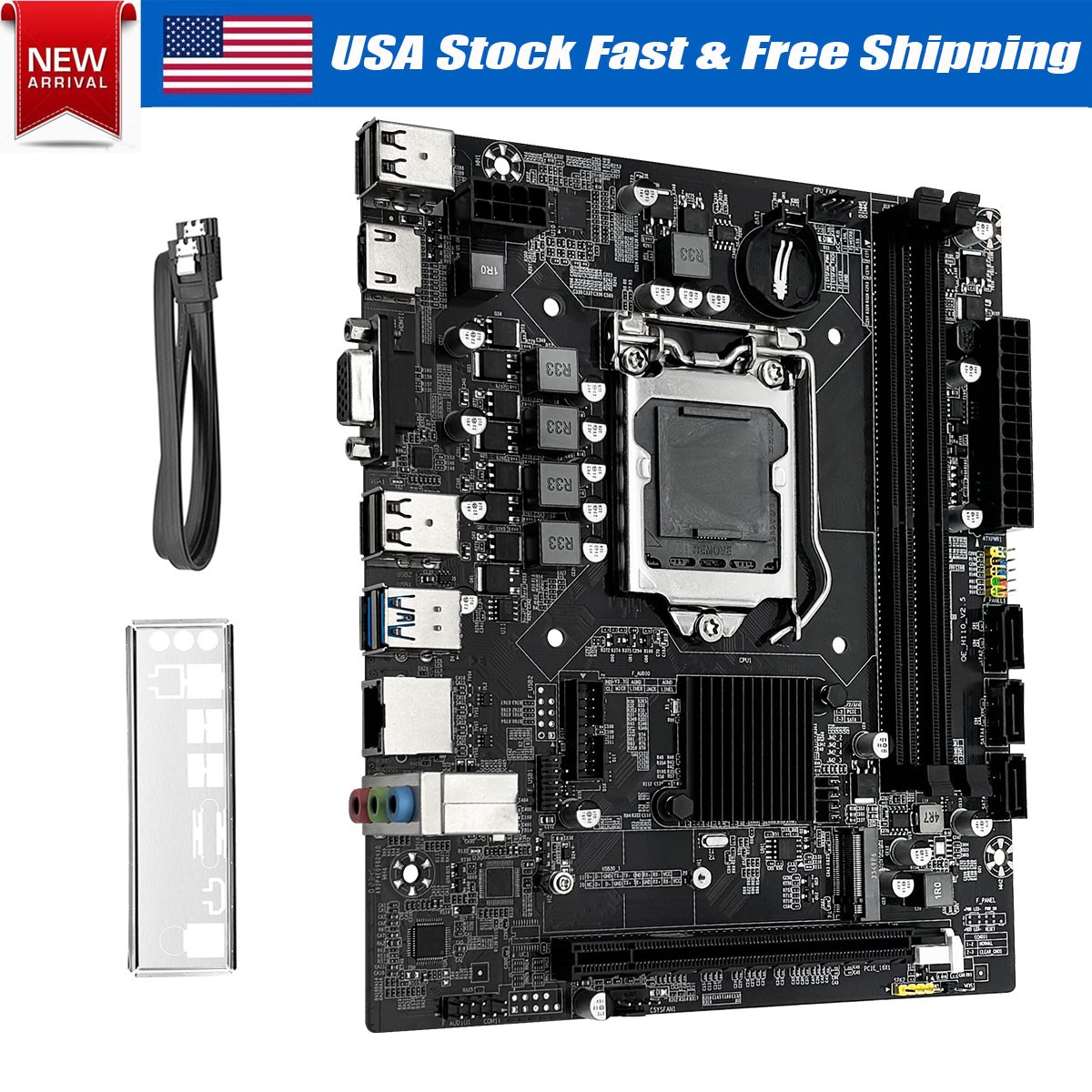 JUXIESHI LGA 1151 Motherboard H110 for Intel 9th 8th 7th 6th CPU, PCI-E 3.0 DDR4