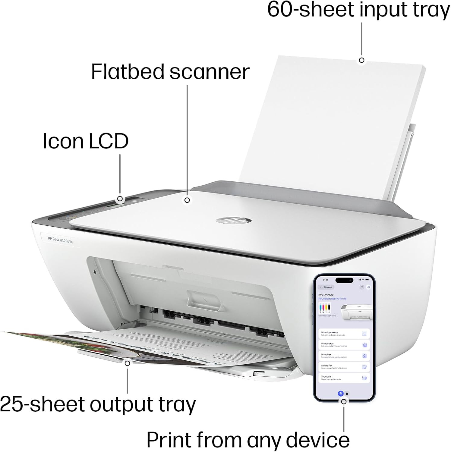 HP Deskjet 2855E Wireless All-In-One Color Inkjet Printer, Scanner, Copier, Best