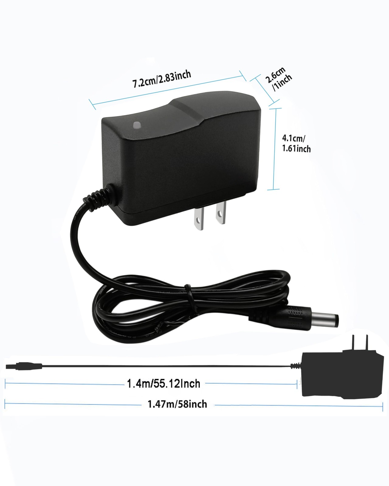 DC 24V 0.5A 500mA Power Supply 12W AC Adapter 100-240V 50-60Hz to Black