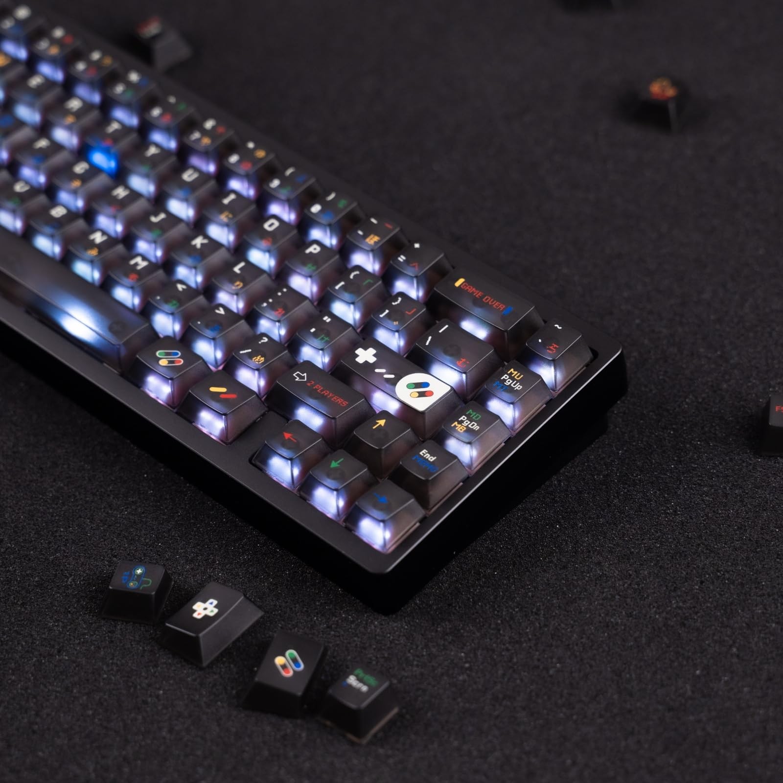 Clear Black Matte Transparent Keycaps 122 Keys Cherry Profile Backlit PC Set