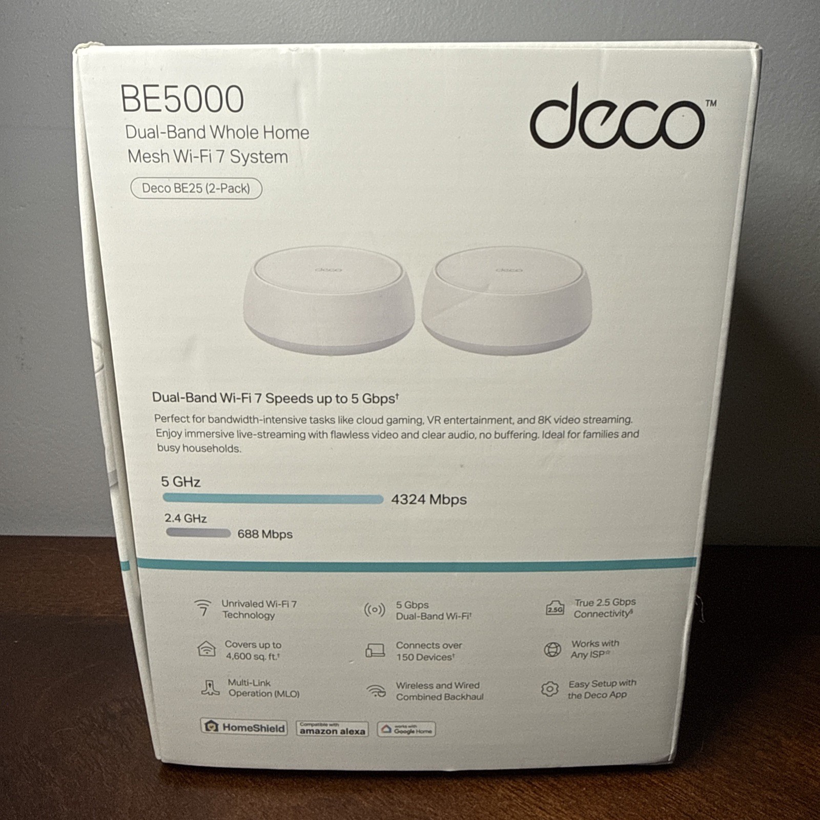 TP-Link Deco 7 BE25 2 Pack Dual Band BE5000 WiFi 7 Mesh WiFi System New/Open Box