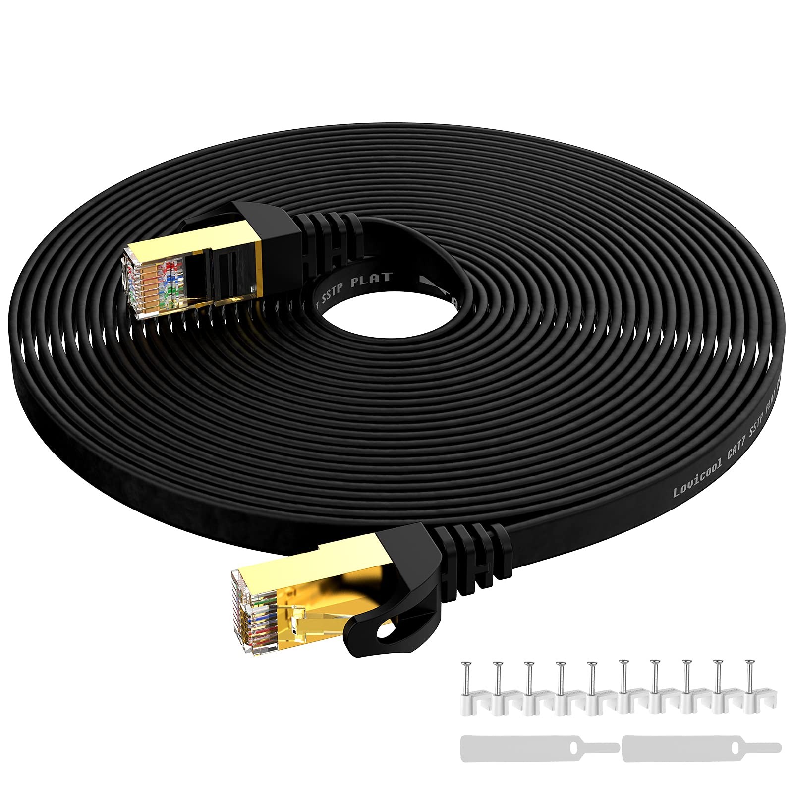 Cat7 Ethernet Cable – High-Speed 35ft Flat Cat 7 Cable for LAN Network, Route…