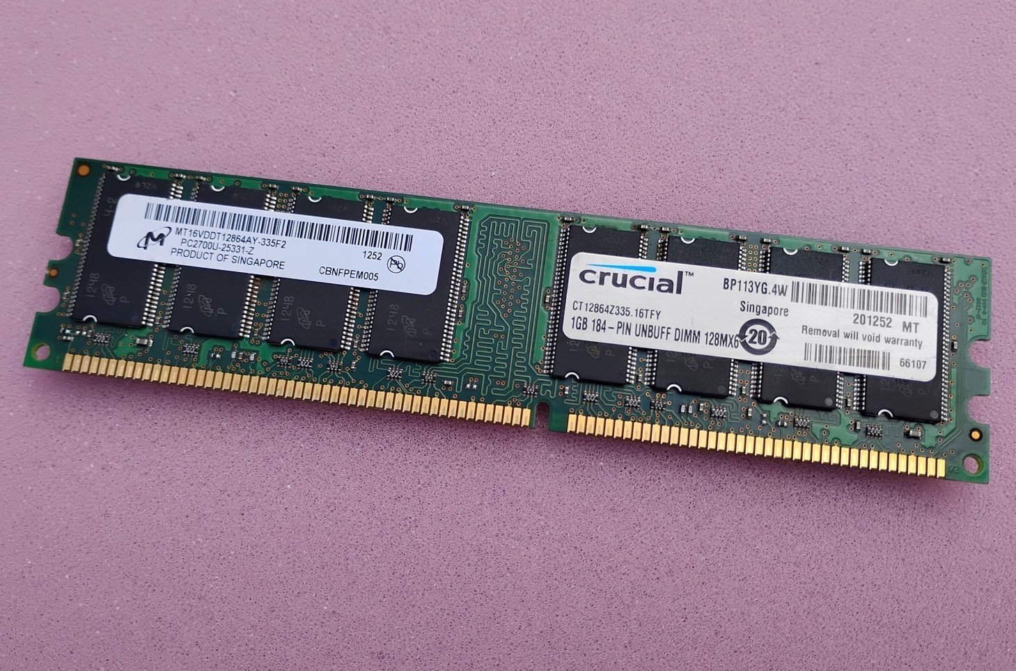 1GB DDR 333MHz PC2700 CL2.5 184-Pin Desktop DIMM Non-ECC Memory Stick RAM #TE01