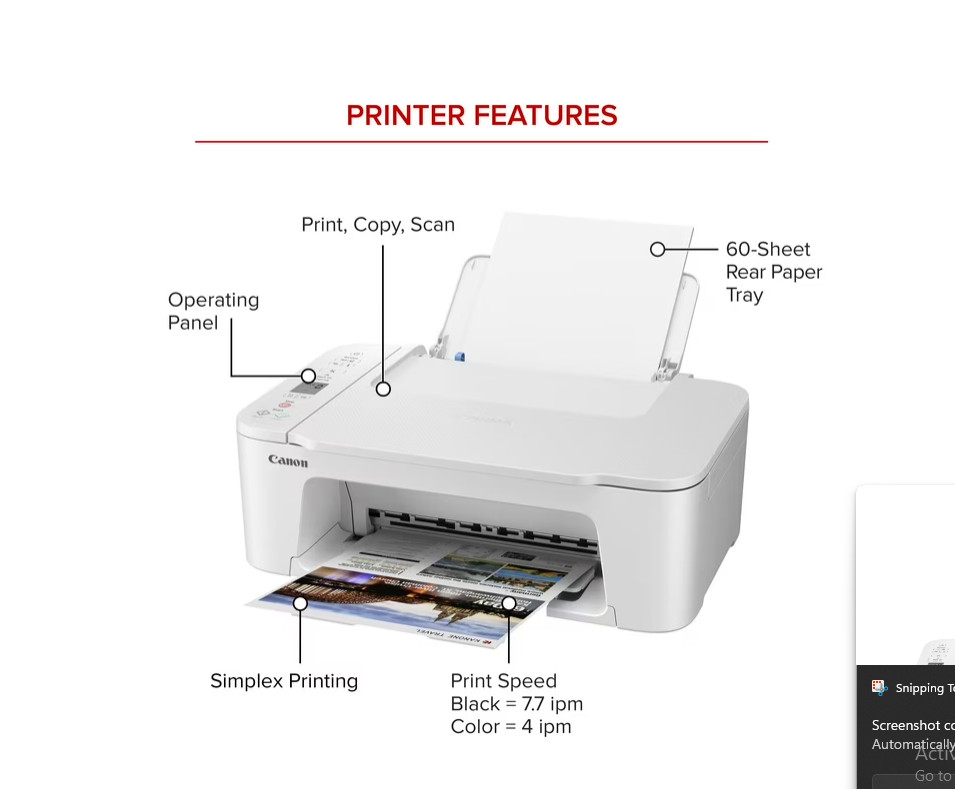 Canon PIXMA TS3722 Wireless All-In-One Inkjet Printer for Home Office