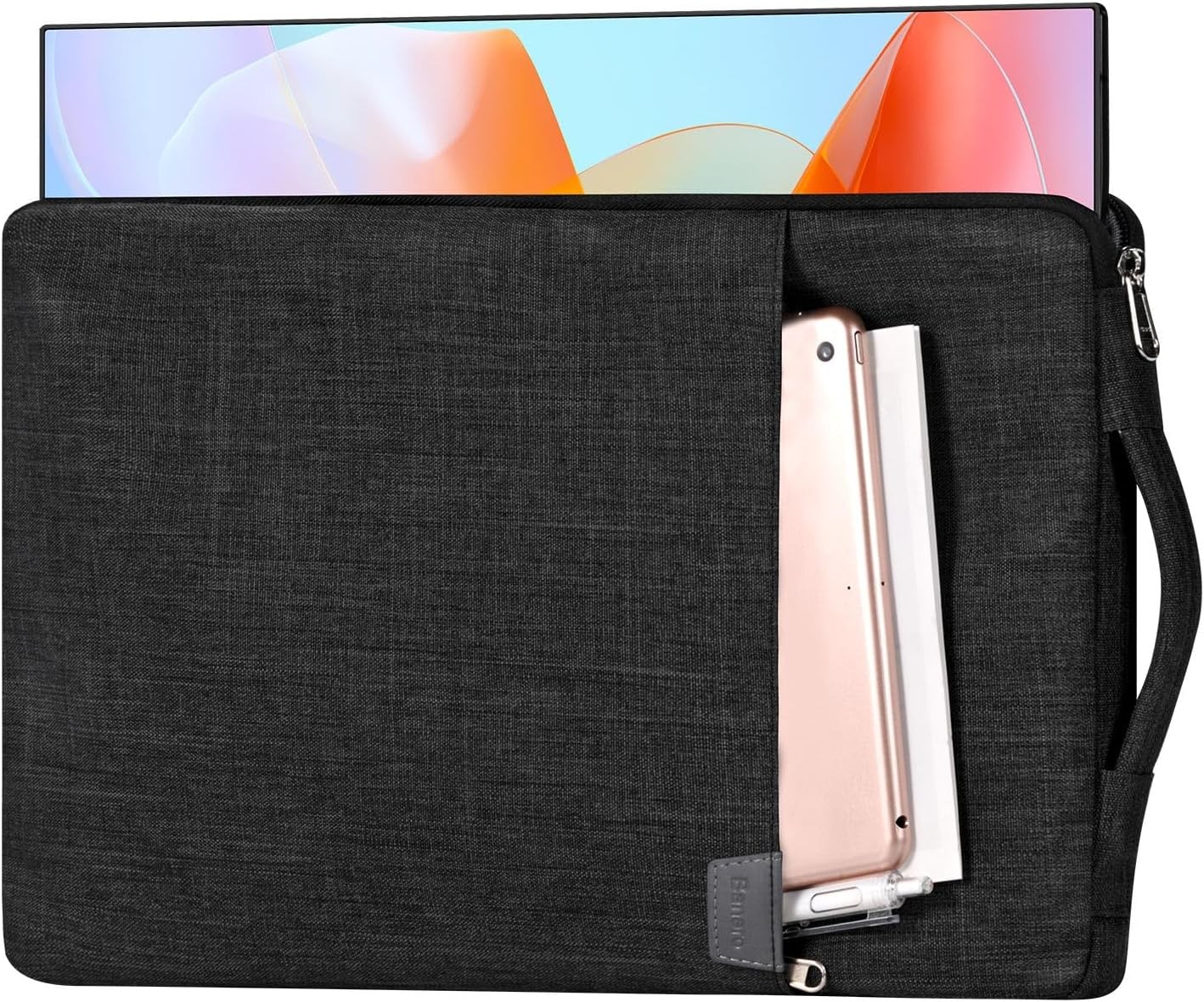 Water-Resistant Black Sleeve for 17.3-Inch Portable Monitors with Accessory Pock