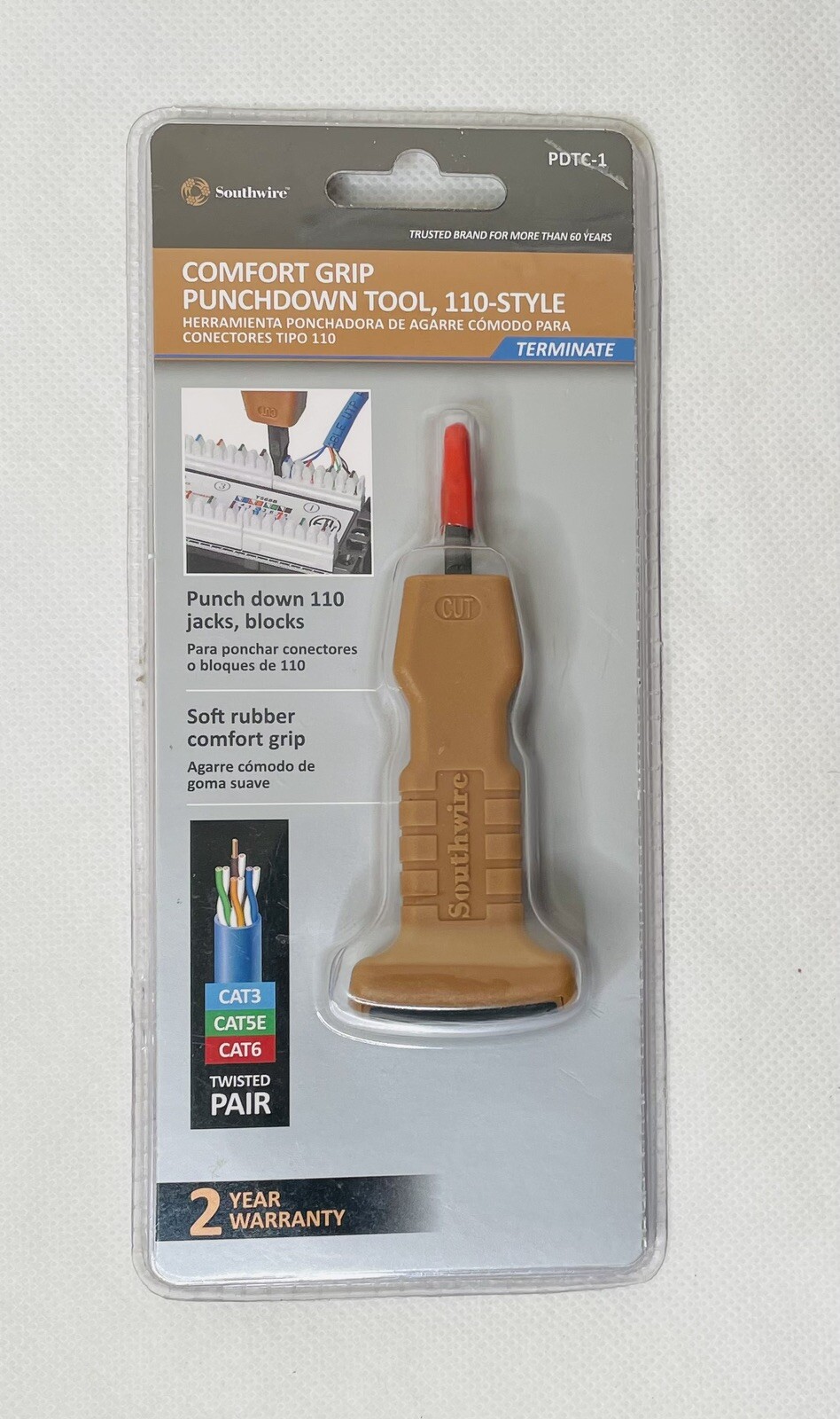 Brand New Southwire PDTC-1 Comfort Grip Punch Tool 110 Style Sealed Ponchadora