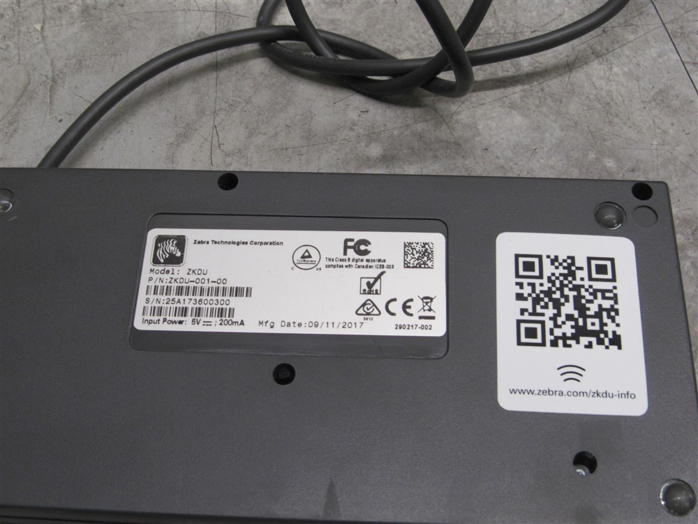 Zebra Label Printer ZKDU Serial 9-Pin Keyboard Display Unit ZKDU-001-00