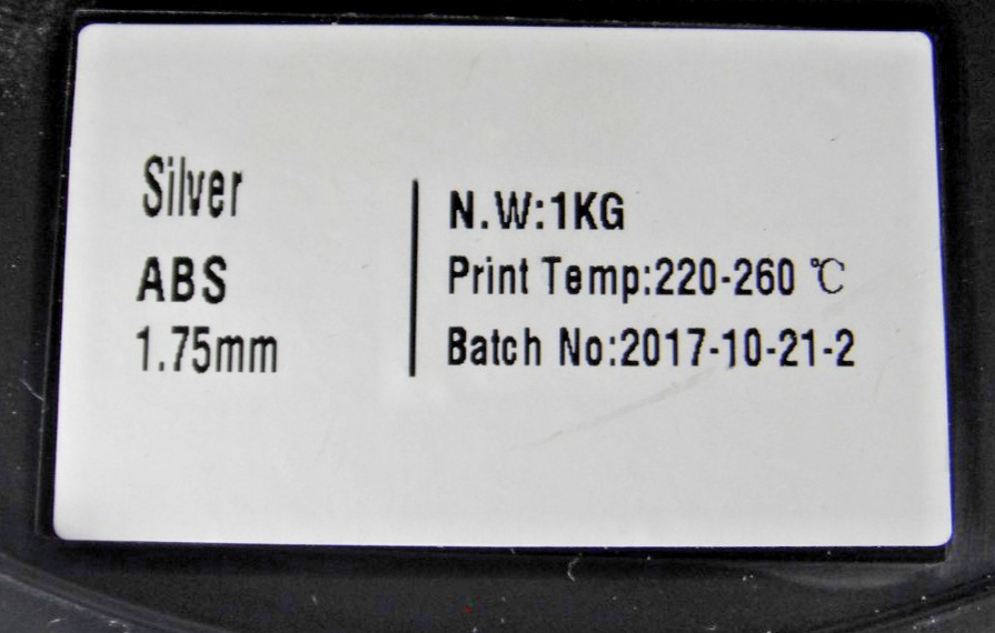 MATTERHACKERS SILVER ABS 1.75mm Filament 220-260 C Opened Roll 1 lb +/-