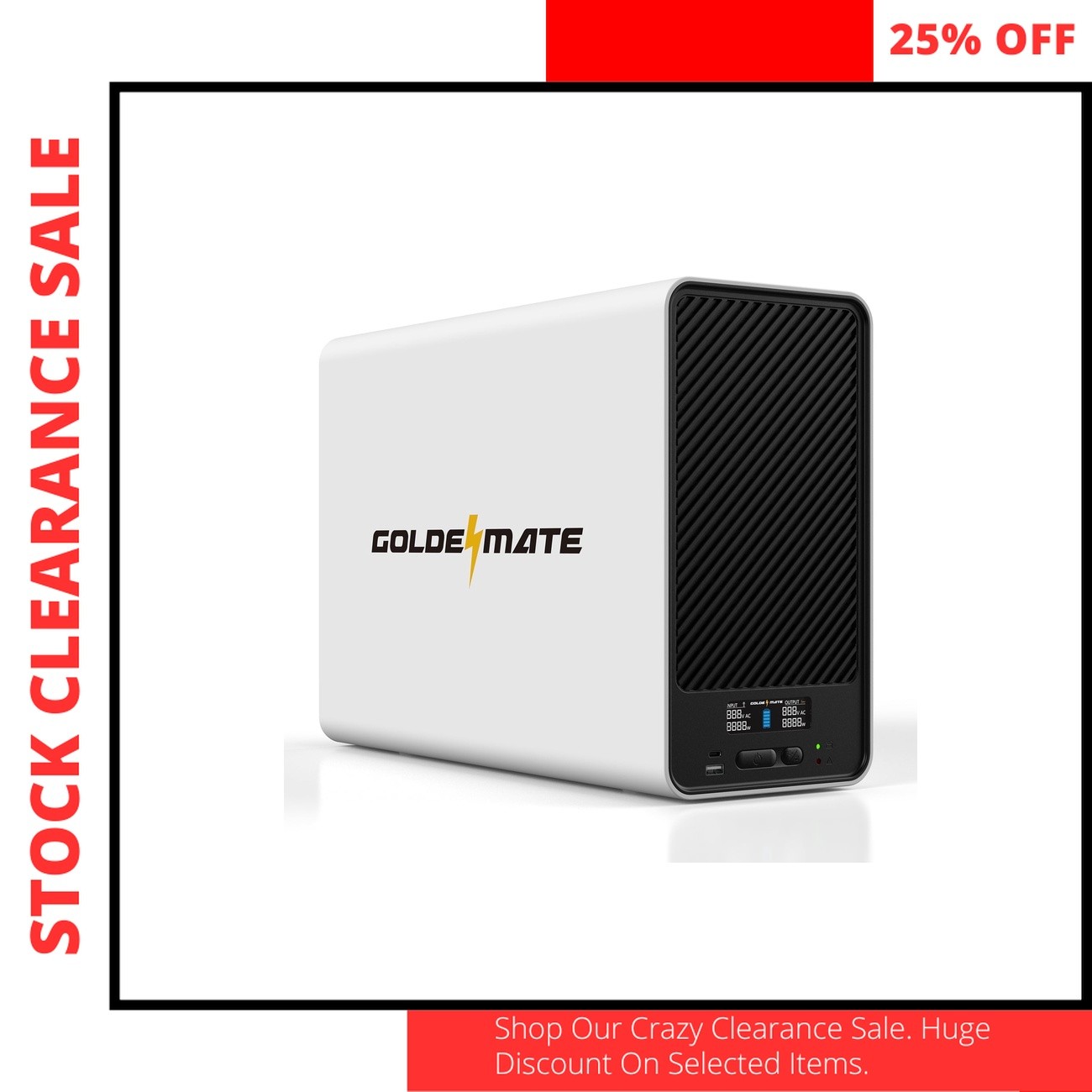 GOLDENMATE 1500VA 1000W Lithium UPS Battery Backup