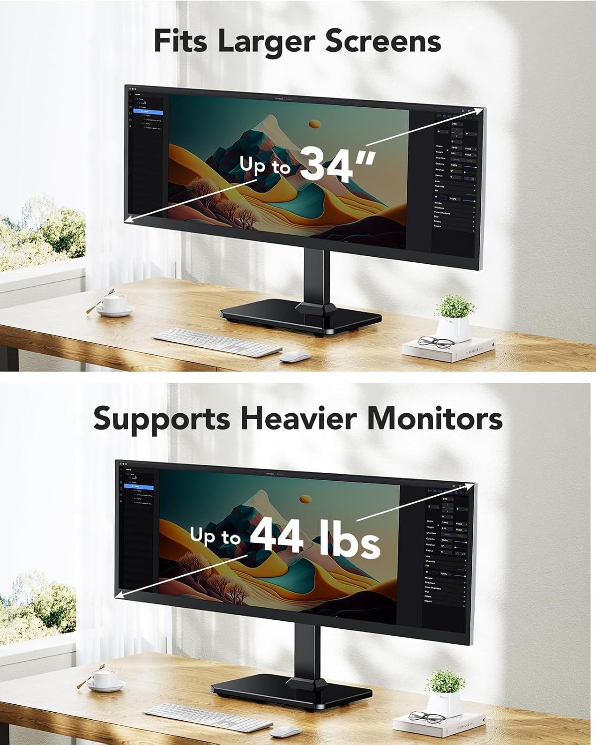 Monitor Stand, Freestanding VESA Mount for 13 to 34 Inch Screens, Holds up to…