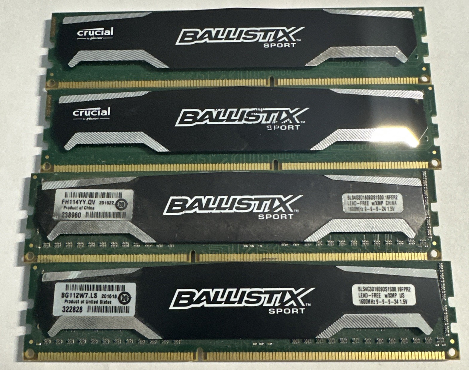 16GB Crucial Ballistix Sport 4 x 4GB DDR3-1600MHz Desktop Ram BLS4G3D1609DS1S00