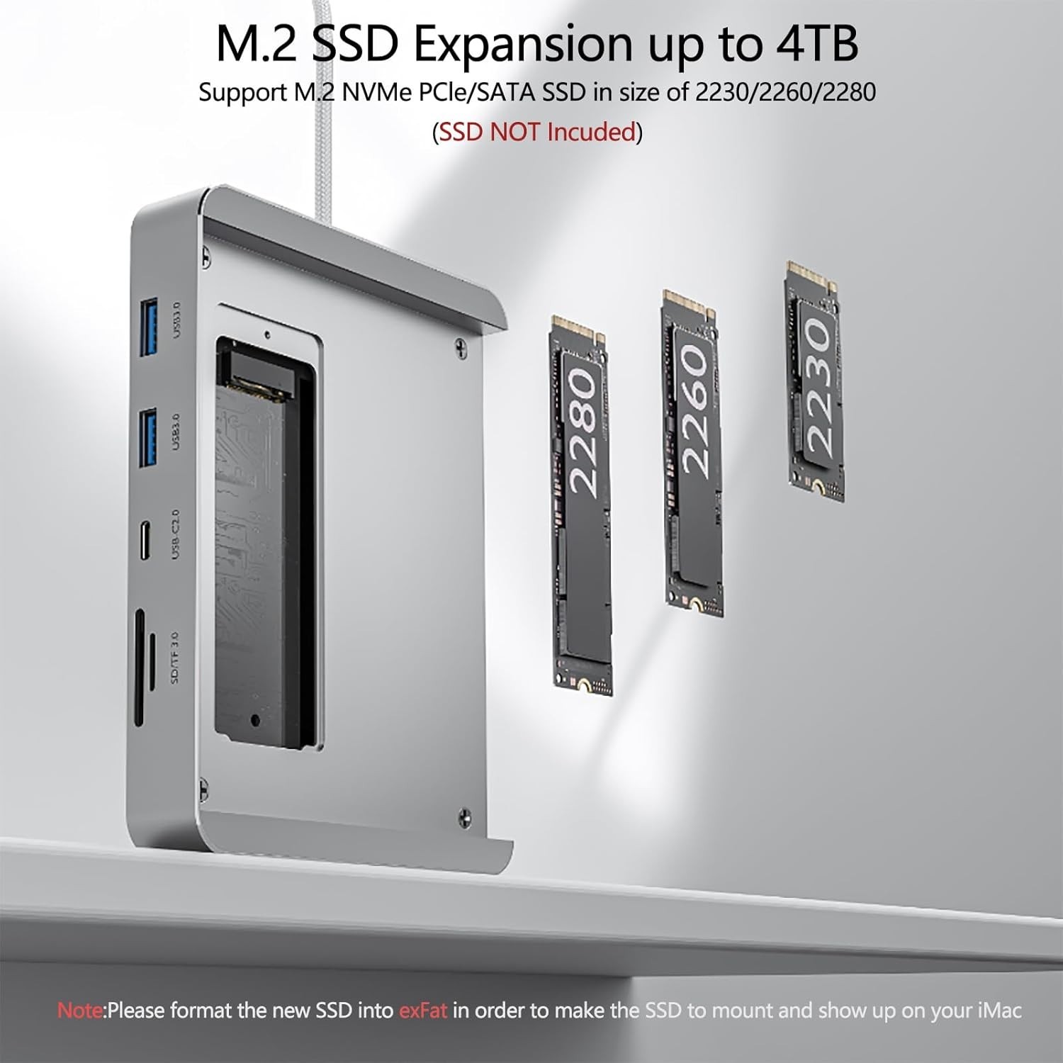 USB C Hub for Imac 24 Inch 2021/2023/2024, 8 in 1 Imac USB Hub with M.2 SSD Ex..