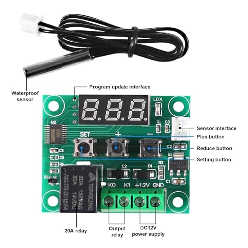 W1209 DC 12V Digital Temperature Controller Board Blue Digital Display 1pc Red