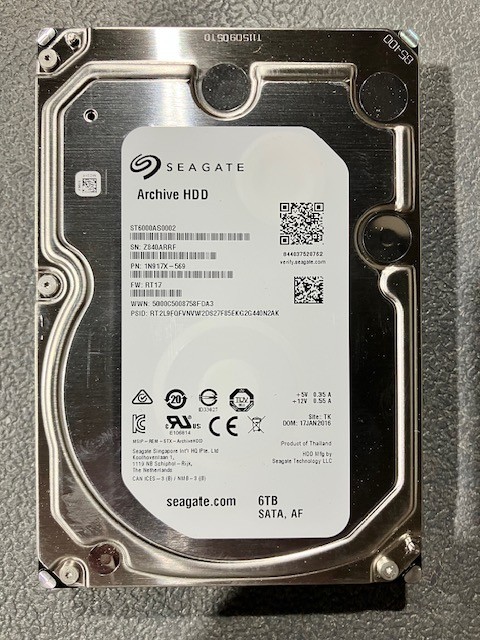 Seagate Archive 6TB 3.5″ SMR HDD 128MB Cache 5900 RPM ST6000AS0002 100% Health