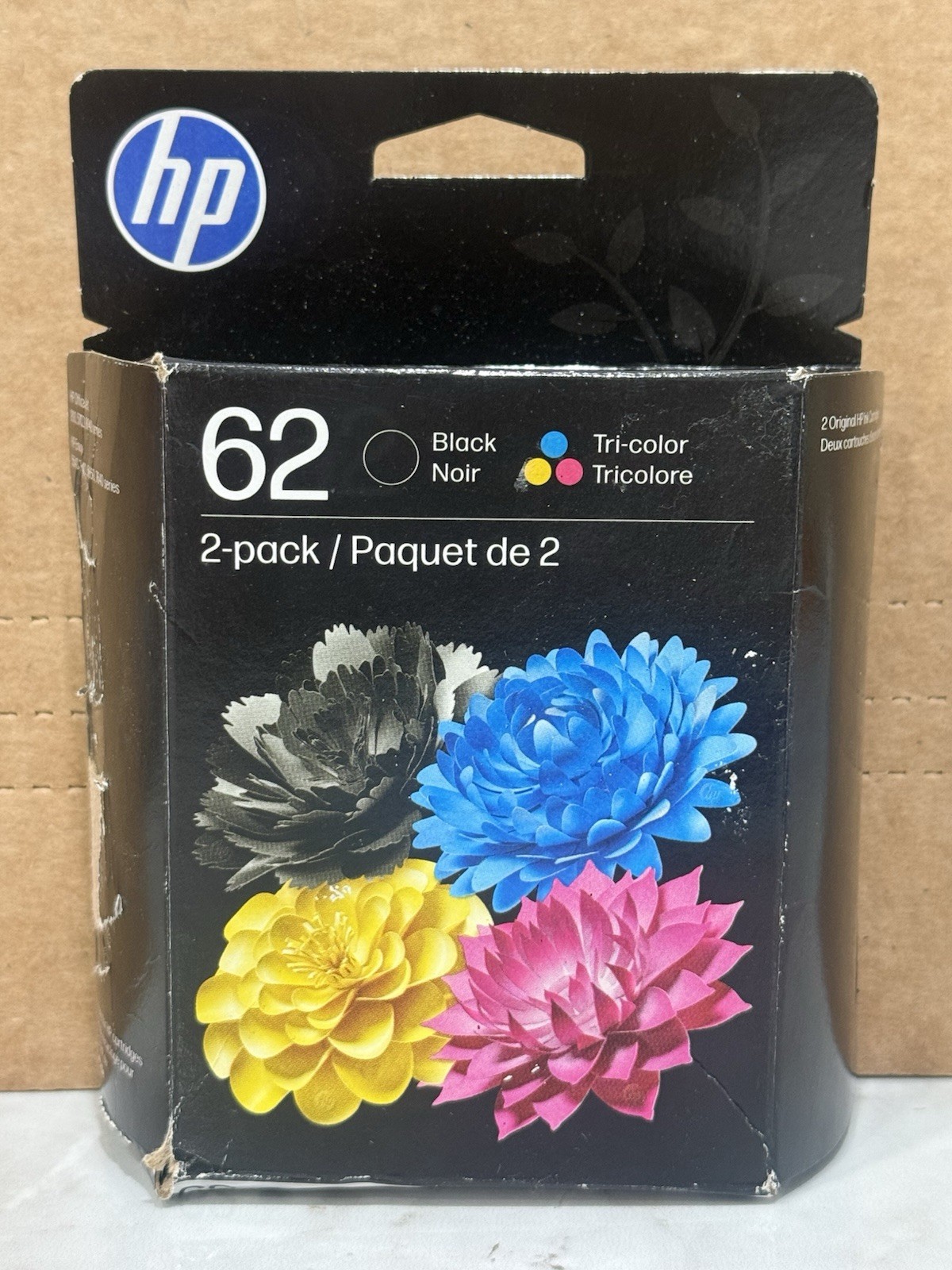 HP 62 Black Tri-Color Ink Cartridge N9H64FN#RFD Exp 07/2027 Cartridge Sealed
