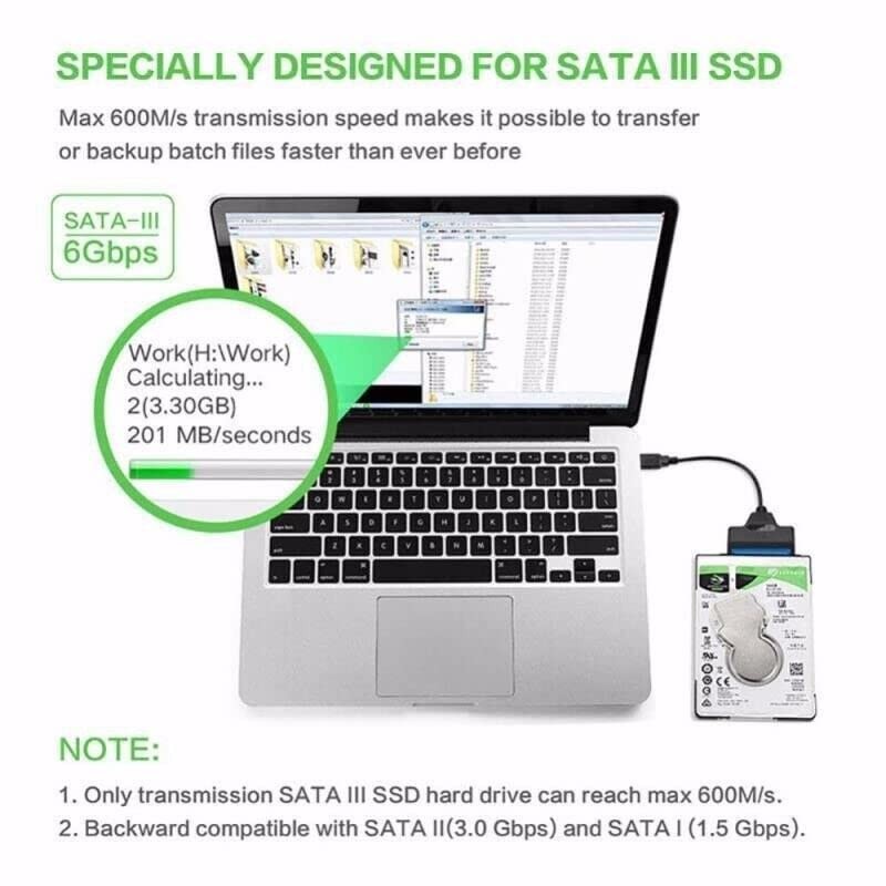 1-2PCS SATA to USB 3.0 Cable USB to SATA III Hard Drive Adapter 2.5” SSD HDD