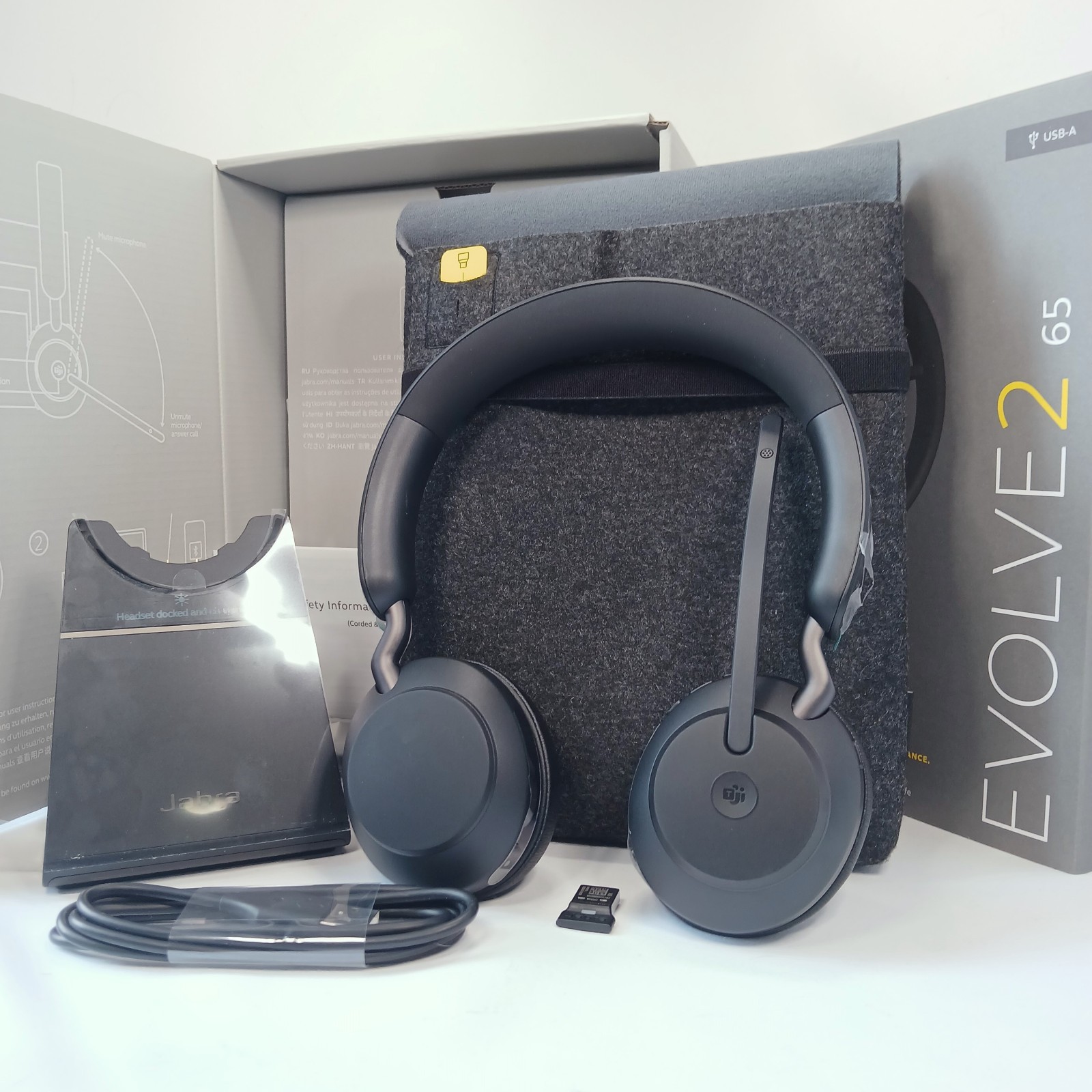 Jabra Evolve2 65 MS Teams Wireless Stereo USB-A Black Headset & Stand, FAST SHIP