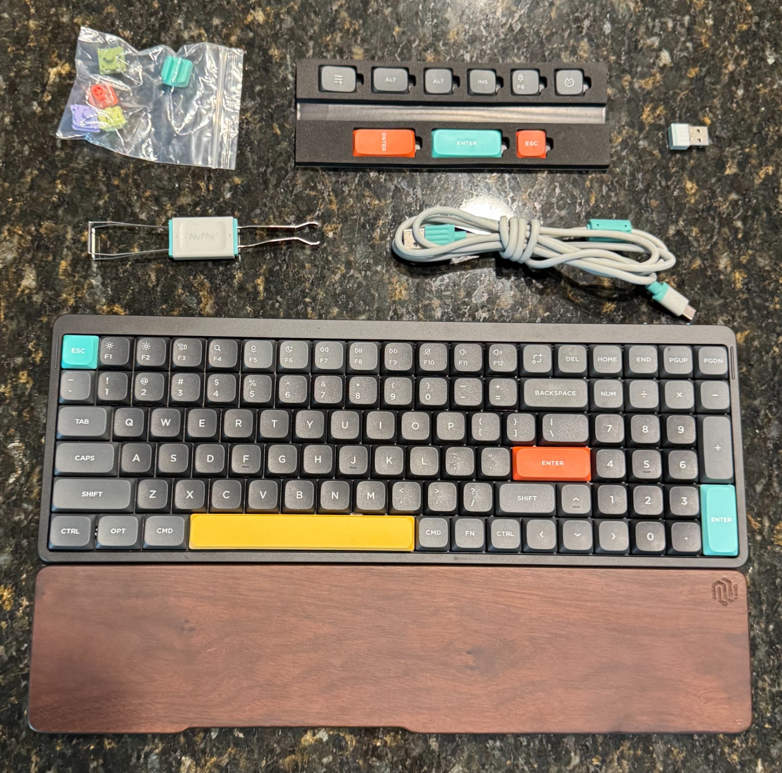 NuPhy Air96 V2 Wireless Mechanical Keyboard w/ Walnut Wood Wrist Rest