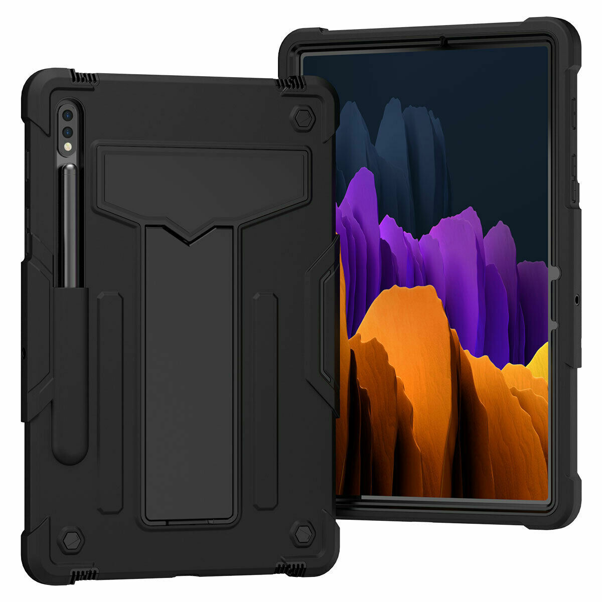 For Samsung Galaxy Tab S7 FE 12.4 (T730/T736B) Rugged Case w/ Built In Kickstand